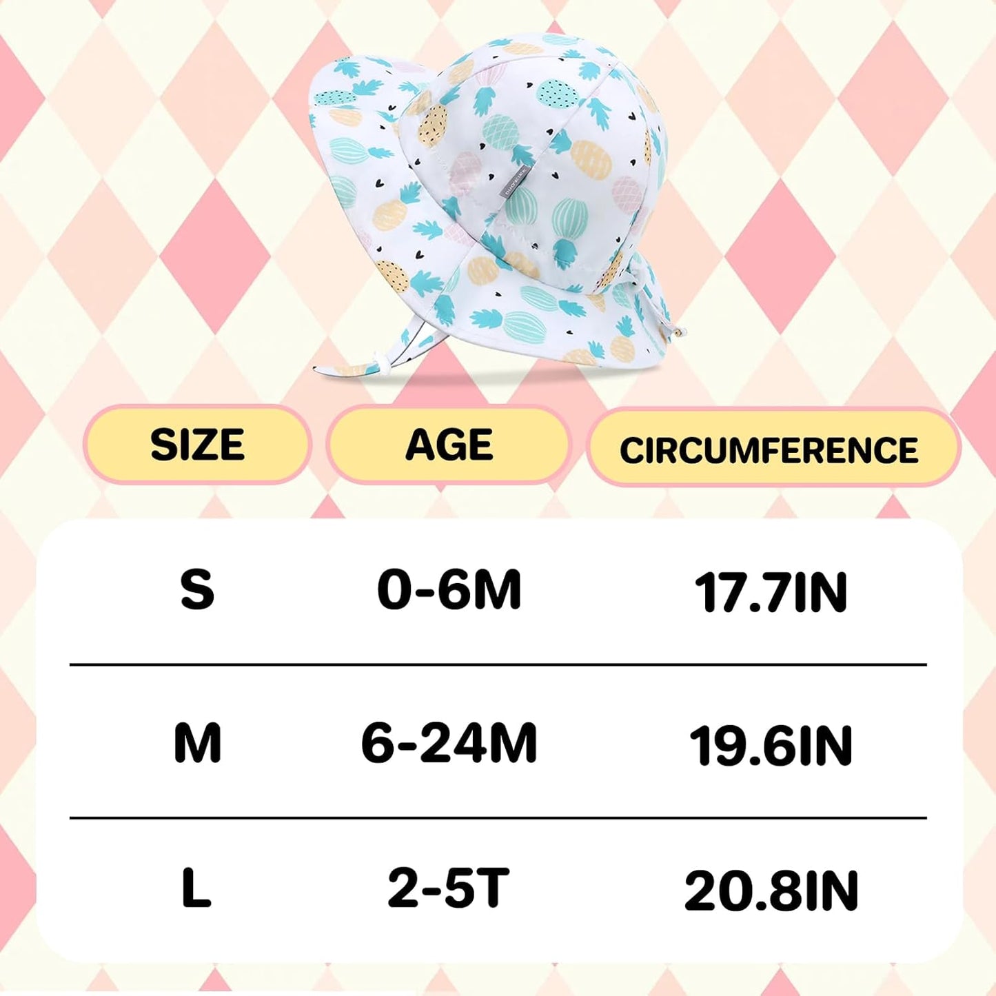 UPF 50+ Baby Bucket Hat - Wide Brim Sun Protection Beach Cap for Girls - Cute & Adjustable Toddler