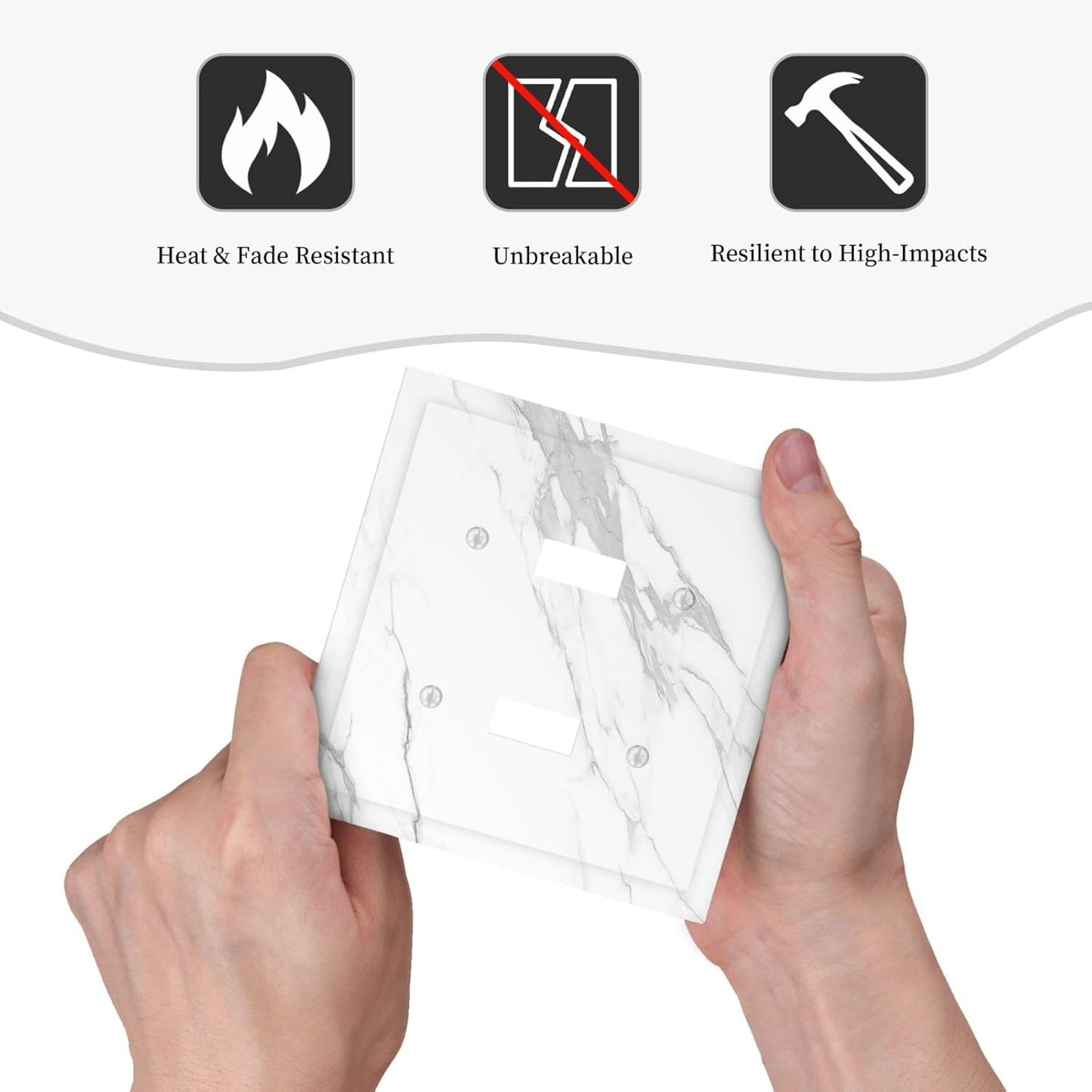 Decorative Switch Plates Modern White Gray Marble 2 Gang Double Toggle Outlet Light Switch Cover