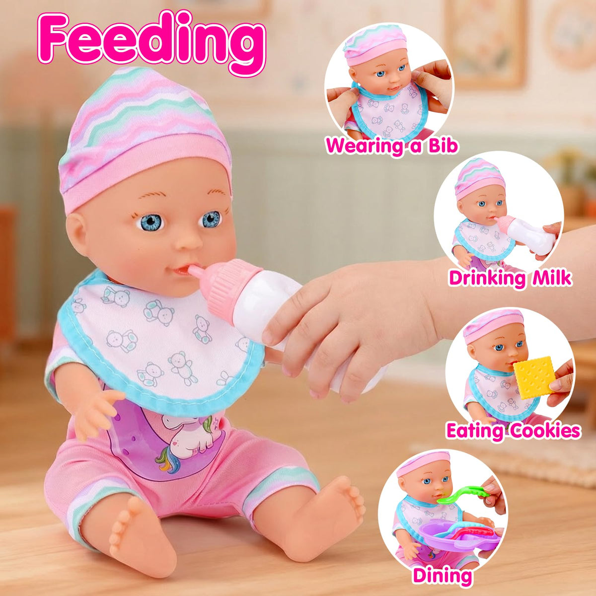 Qirptey Baby Doll Stroller Set Toys for Girls Toddlers 3-5 4-6 5-7