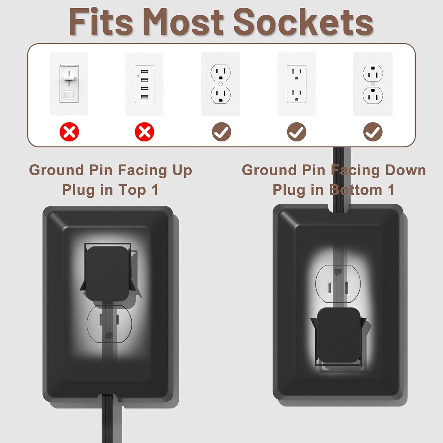 8FT Flat Plug Extension Cord with Cord Concealer Kit,3 Outlet Power Strip,Wall Extension Cord with