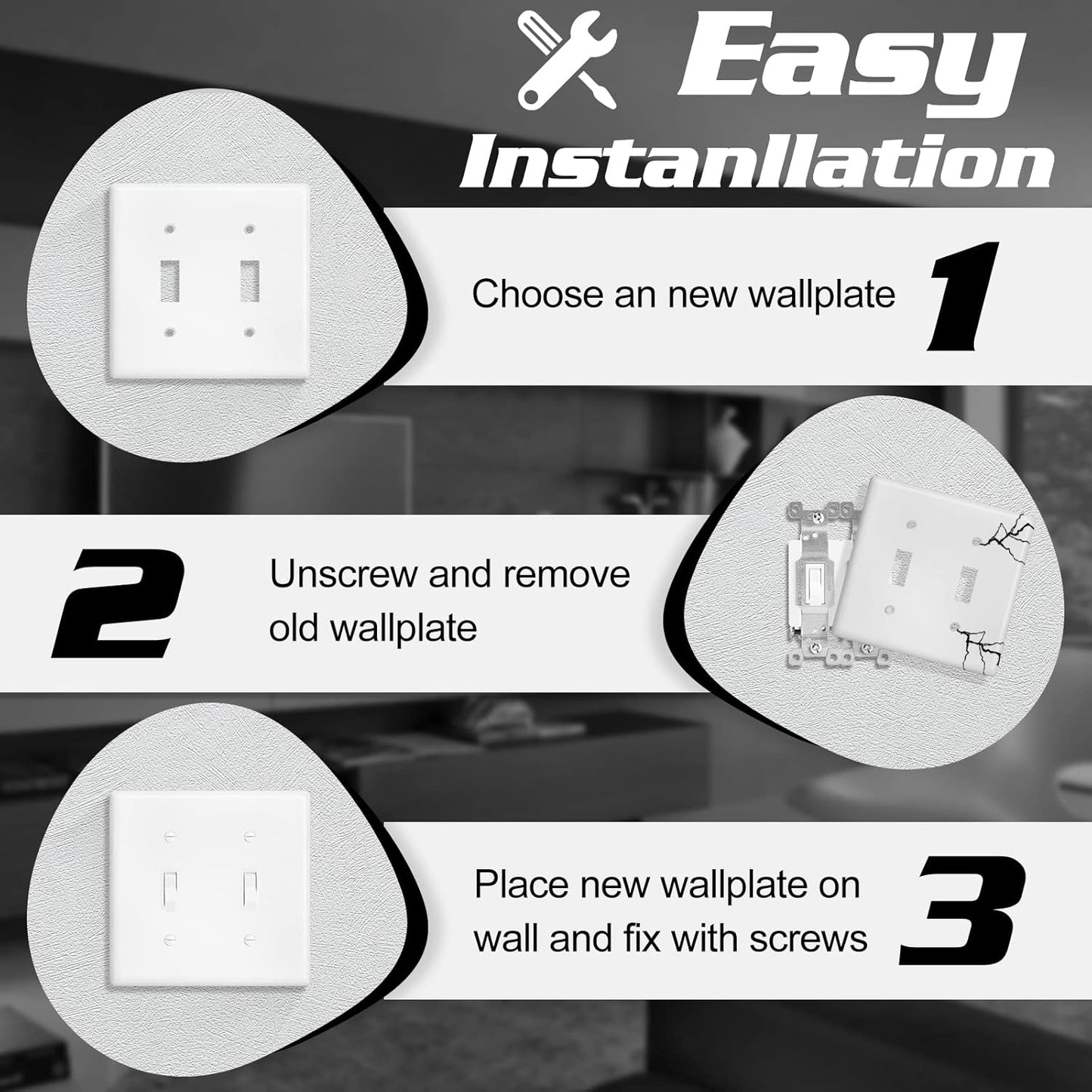 Decorator Wall Plate Double Toggle Light Switch Plate Outlet Cover,Unbreakable Polycarbonate