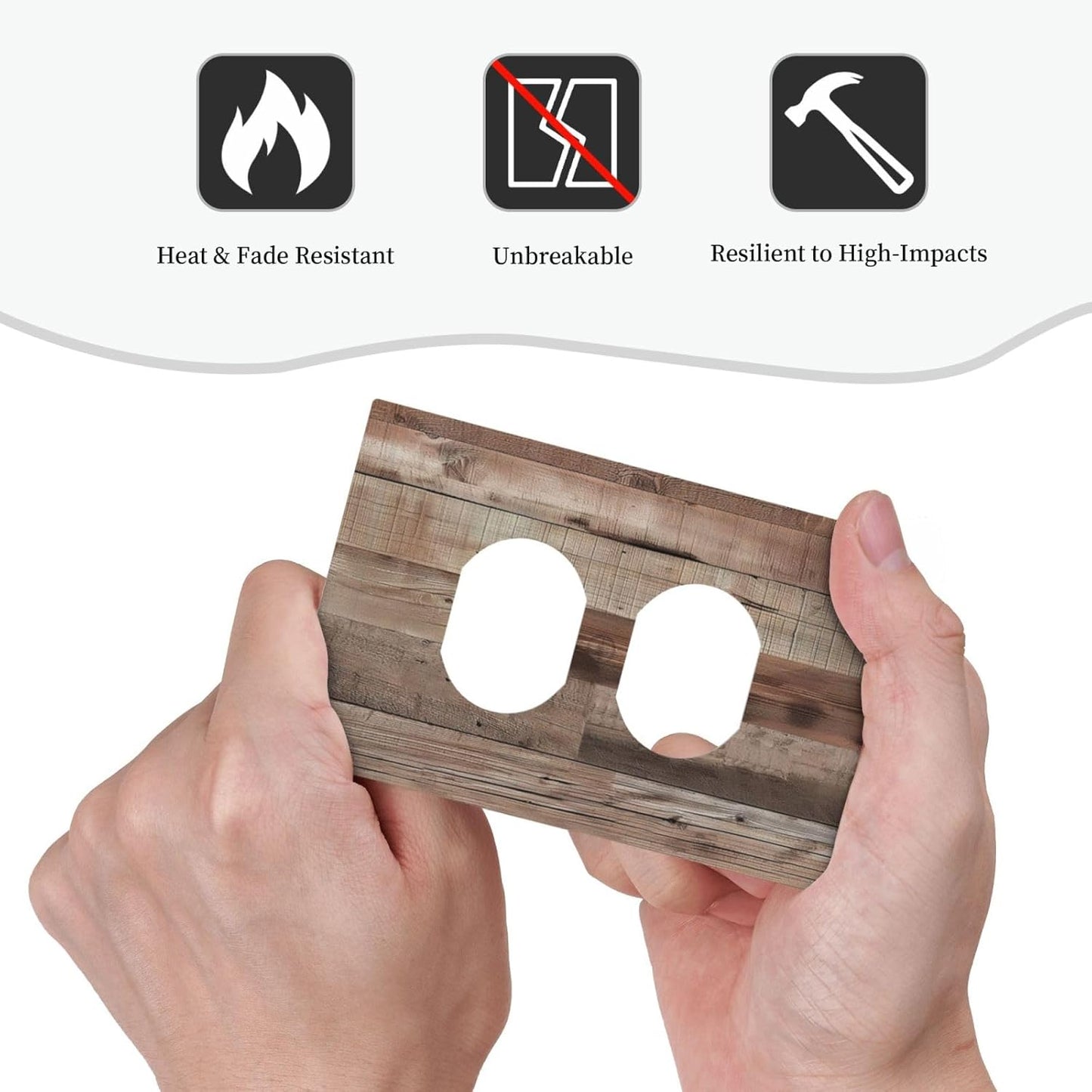 Decorative Outlet Covers Retro Wood Plank Vintaga Wooden Board 1 Gang Duplex Light Switch Cover