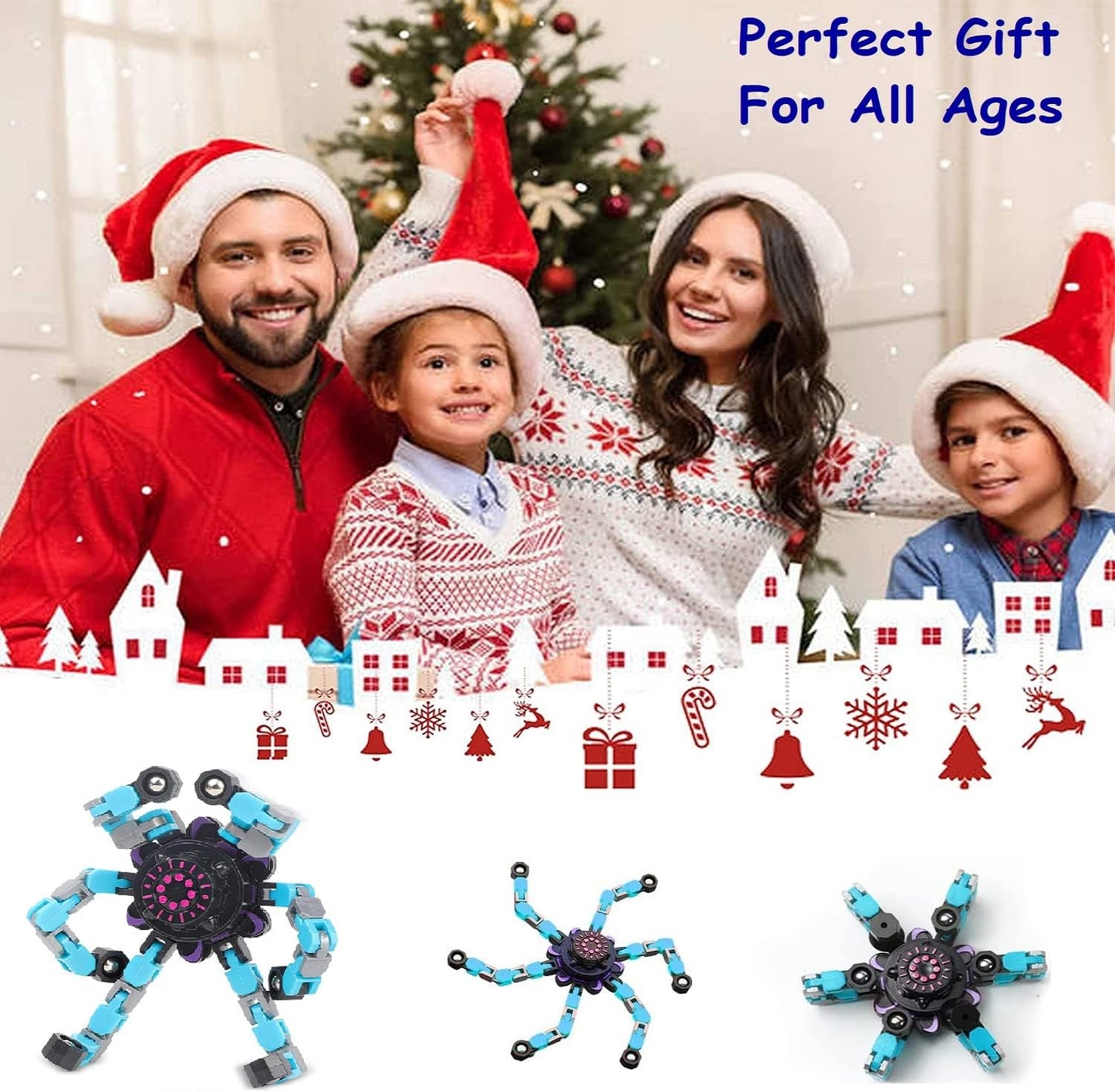 Gifts for Kids 8 Packs Transformable Fingertip Chain Robot Toy DIY Deformation Robot Deformed