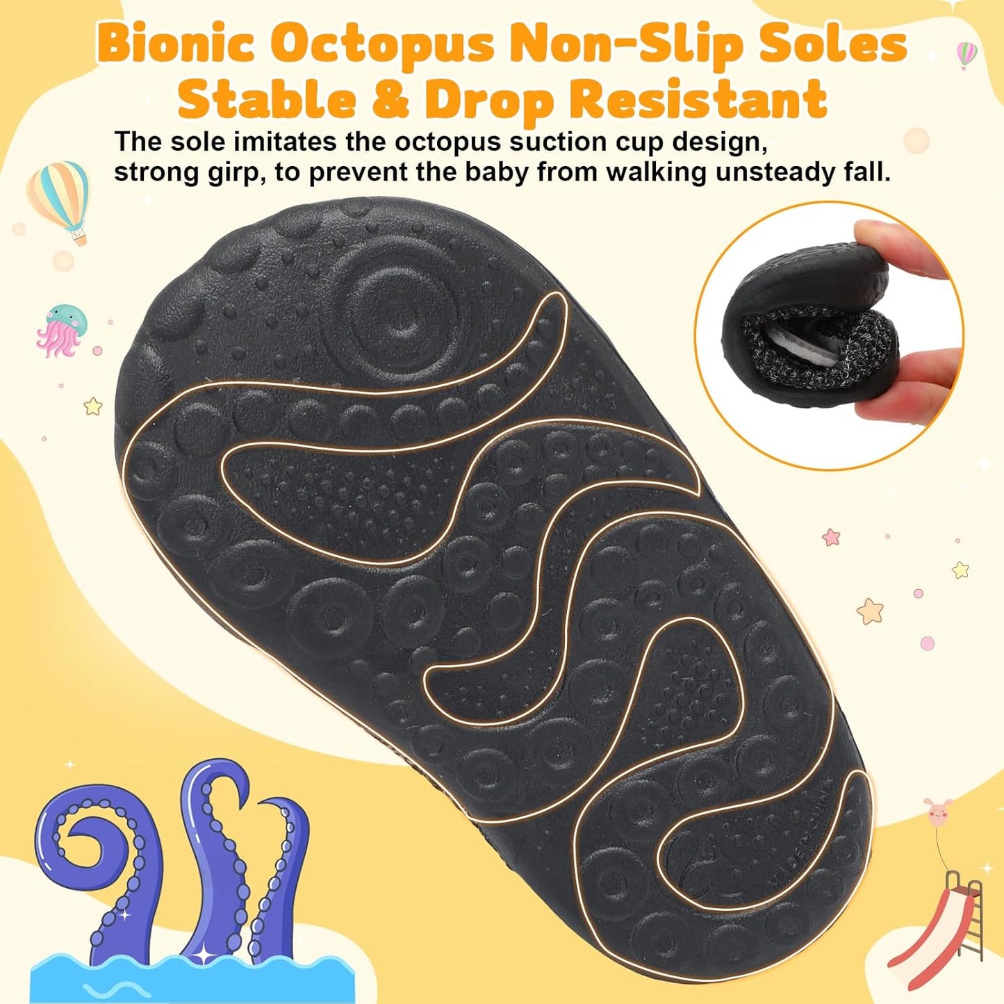 FEETCITY Baby First Walking Shoes Wide Baby Shoes Infant Sneakers Newborn Crib Shoe Barefoot