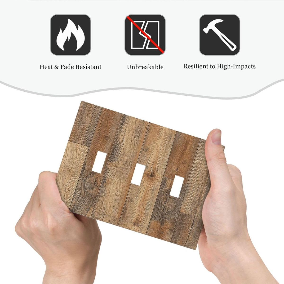 Decorative Switch Plates Retro Rustic Brown Wood Grain 3 Gang Wall Plate Triple Toggle Light Switch