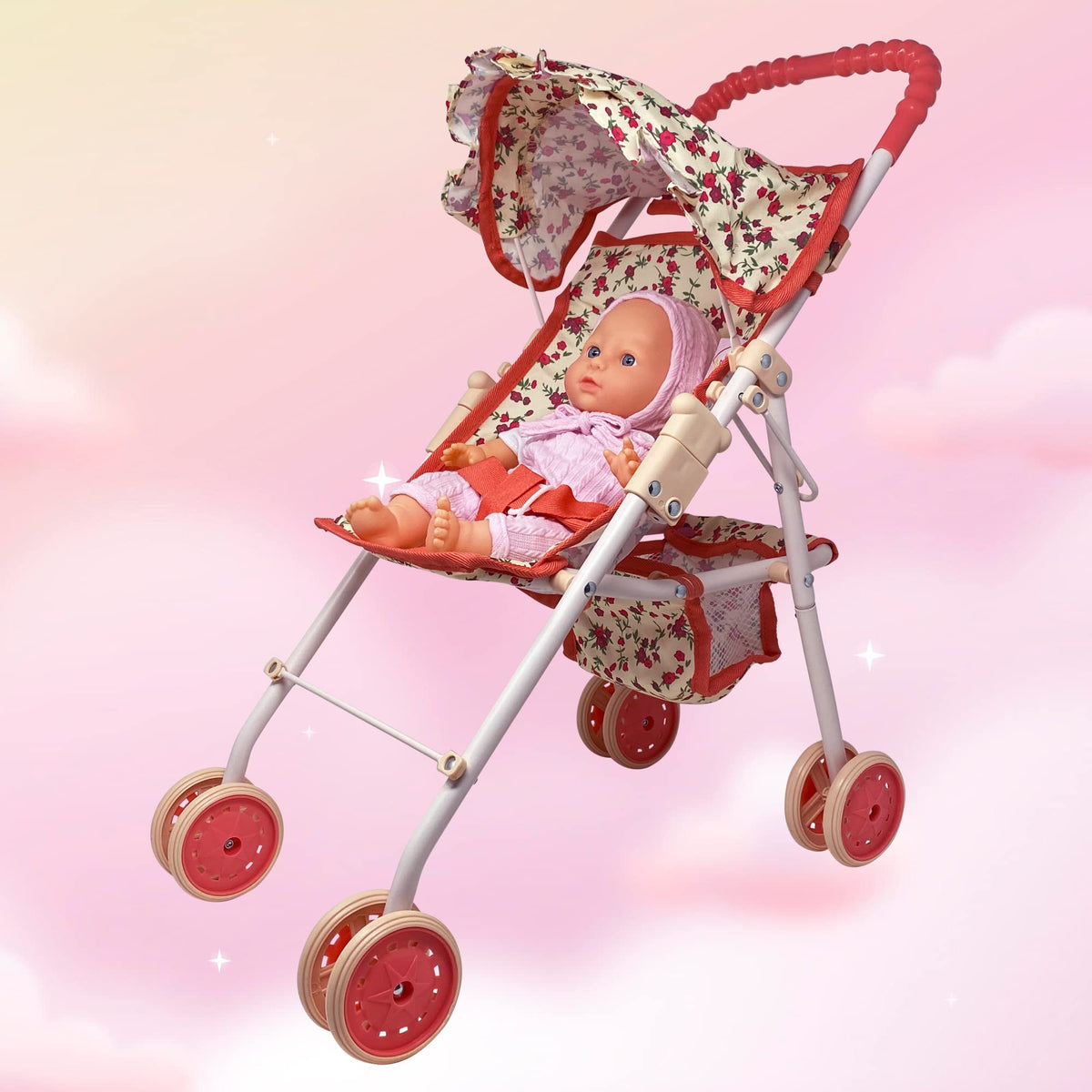 My First Baby Doll Stroller for Toddlers 3 Year Old Girls, Little Kids | Toy Stroller with Bottom