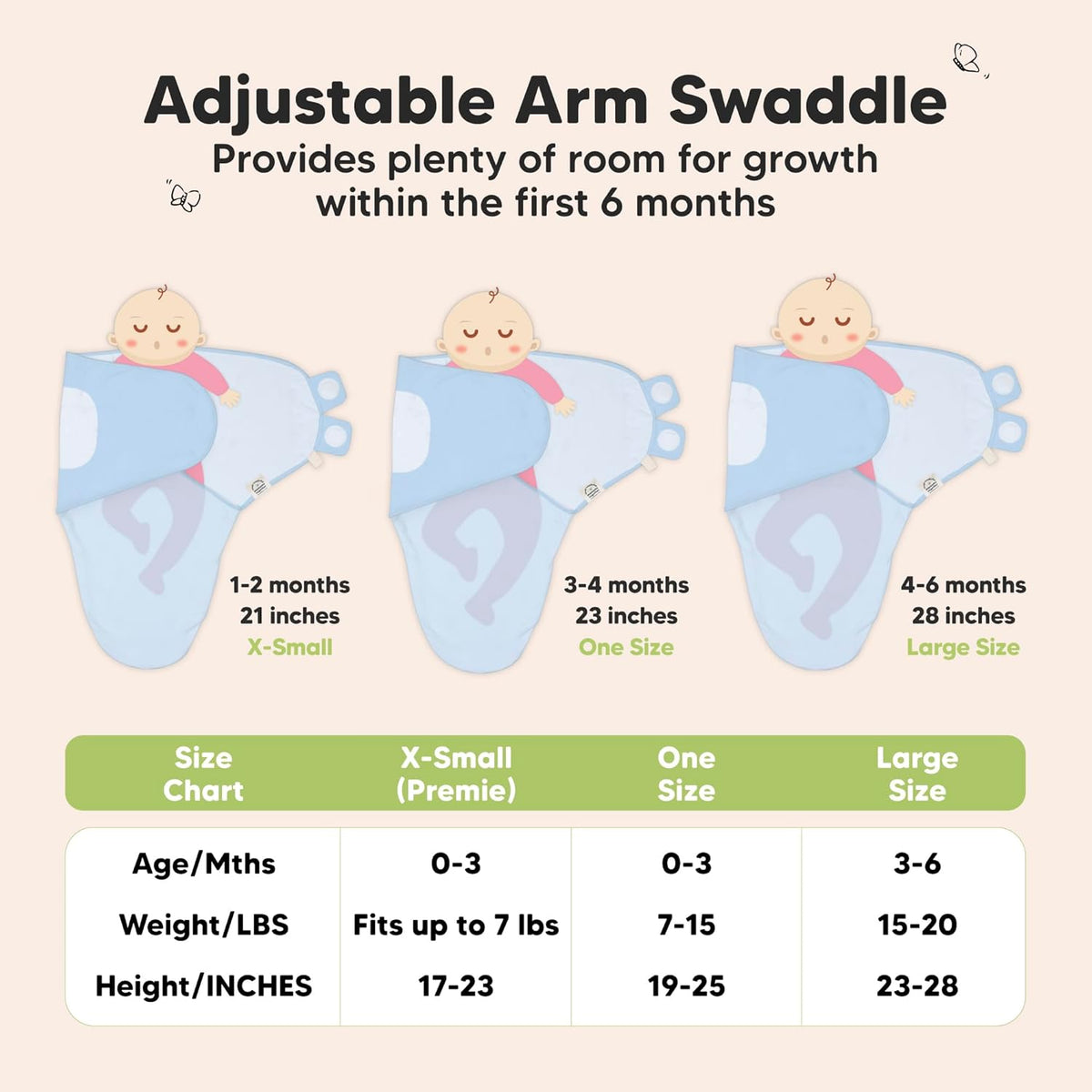 3-Pack Organic Baby Swaddle Sleep Sacks - Swaddles for Newborns, Infant 0-3 Months, Baby Girls