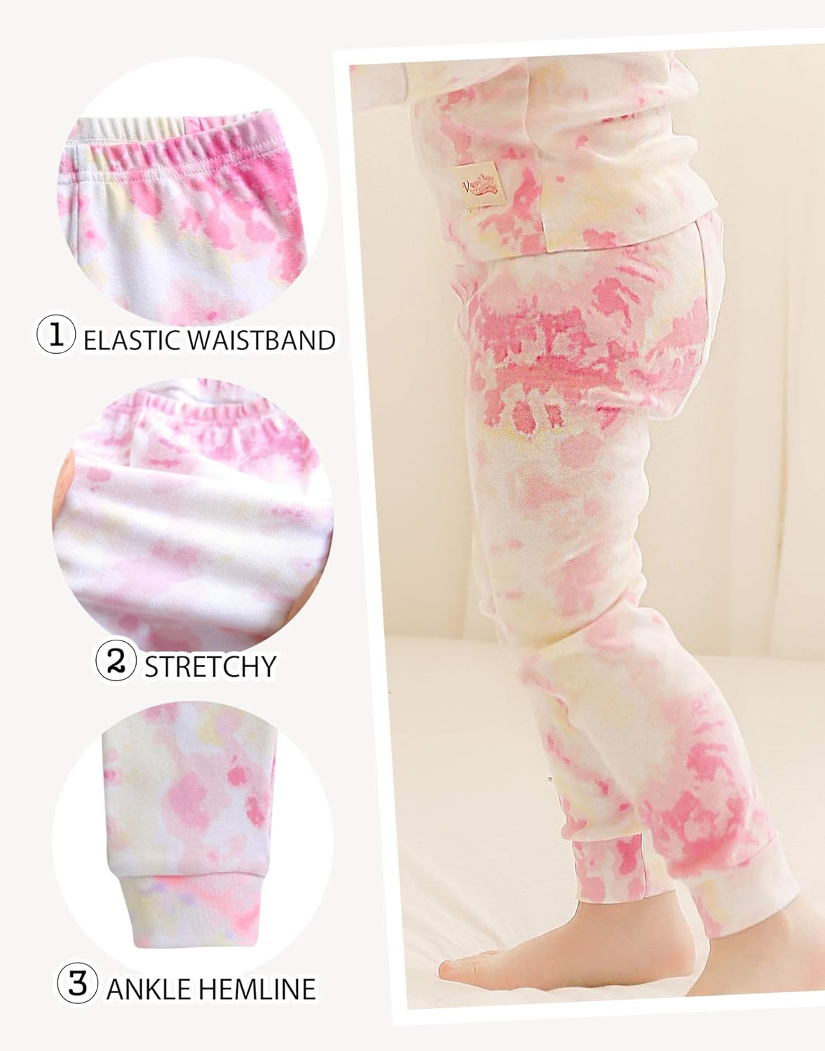 VAENAIT BABY 12M-12Y Toddler Kids Boys Girls 100% Cotton Marbling Tiedye Sung Fit Sleepwear Pajamas