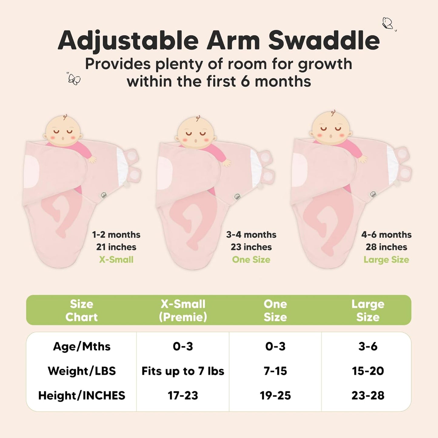 3-Pack Organic Baby Swaddle Sleep Sacks - Swaddles for Newborns, Infant 0-3 Months, Baby Girls