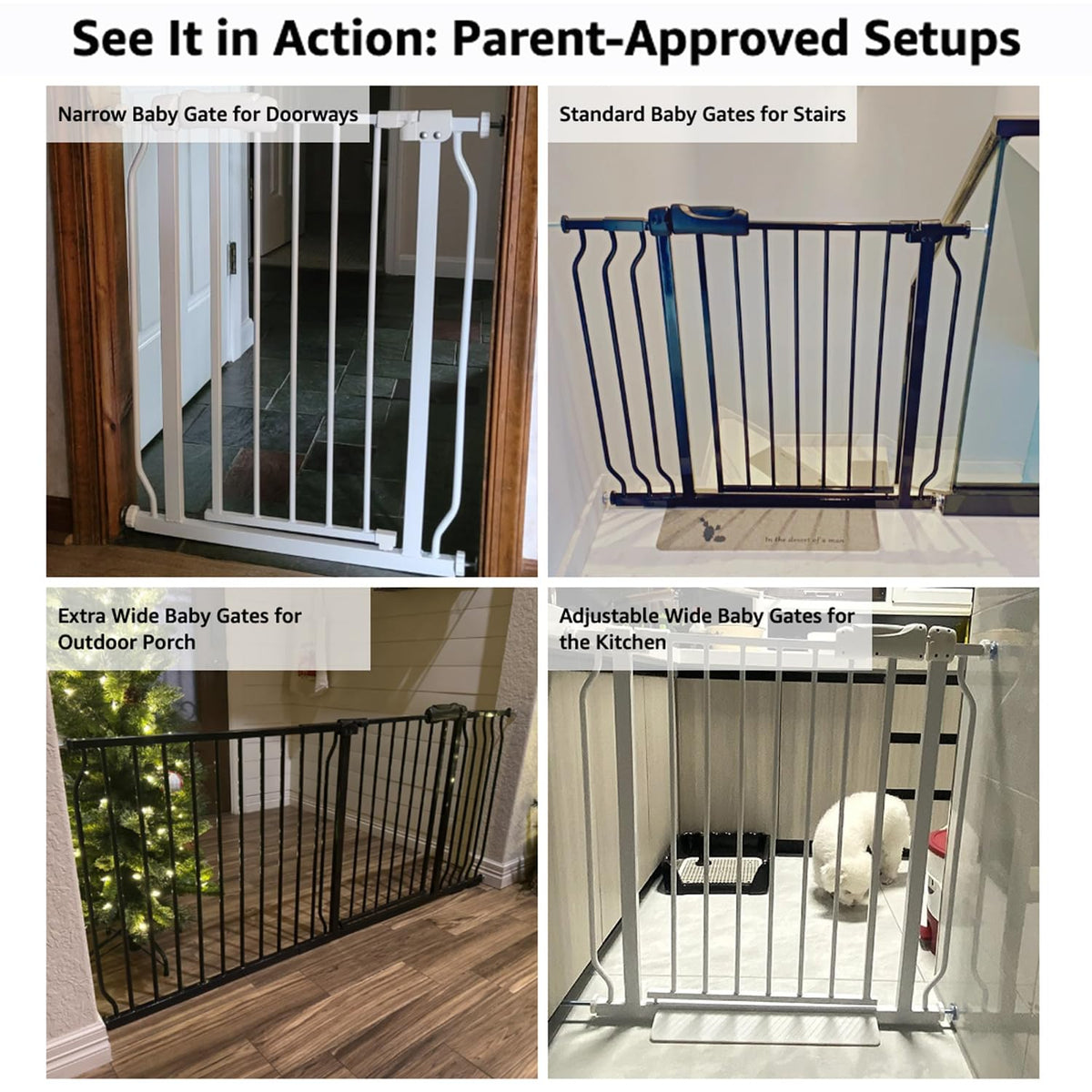 Extra Wide Baby Gate 85.8-104.5 Inch, Pressure Mounted No Drilling, for Stairs & Doorways, Metal