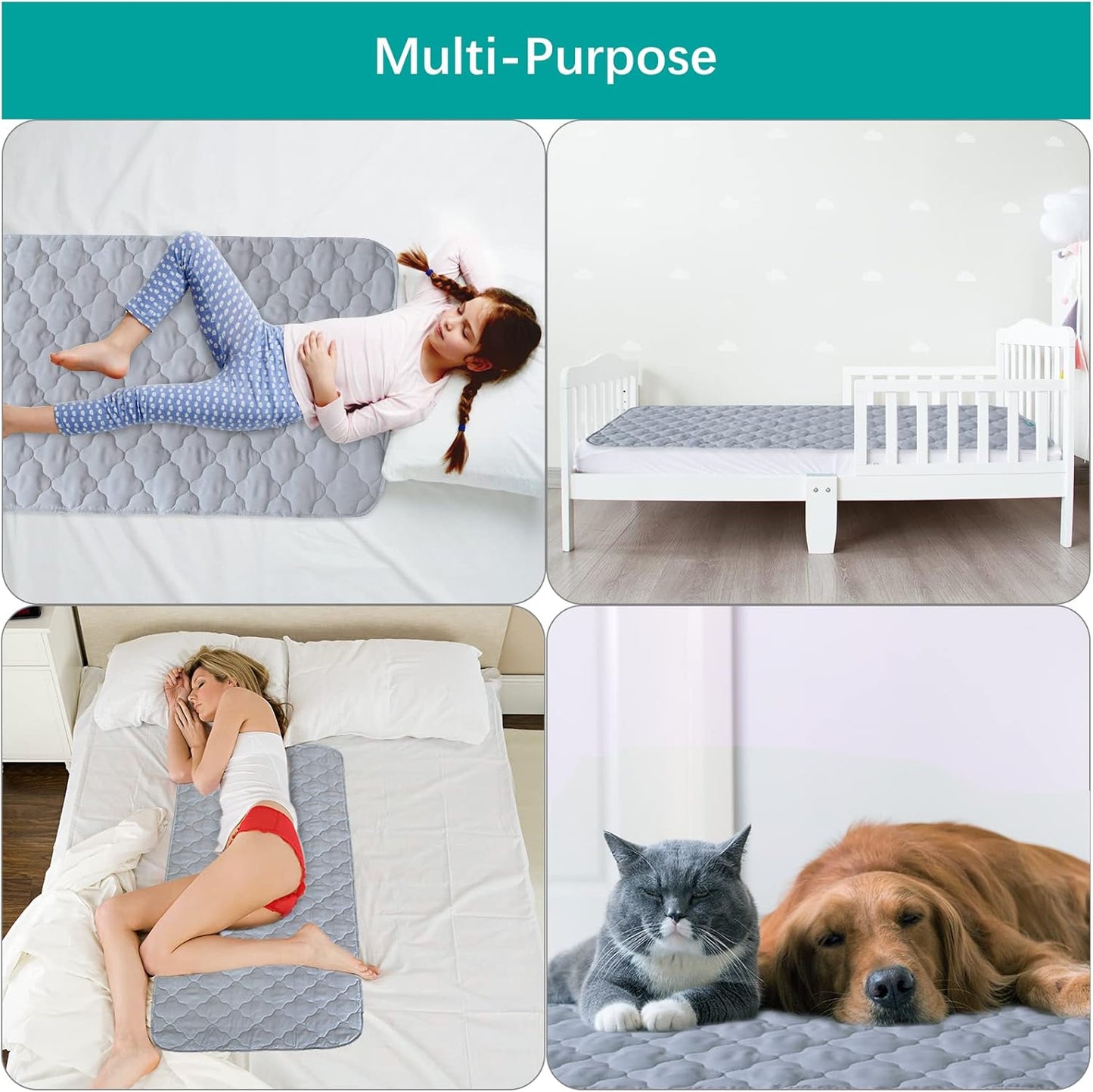Waterproof Crib Mattress Protector Pad Cover 2 Pack 28" x 52", Anti Slip & Absorbent Waterproof Bed