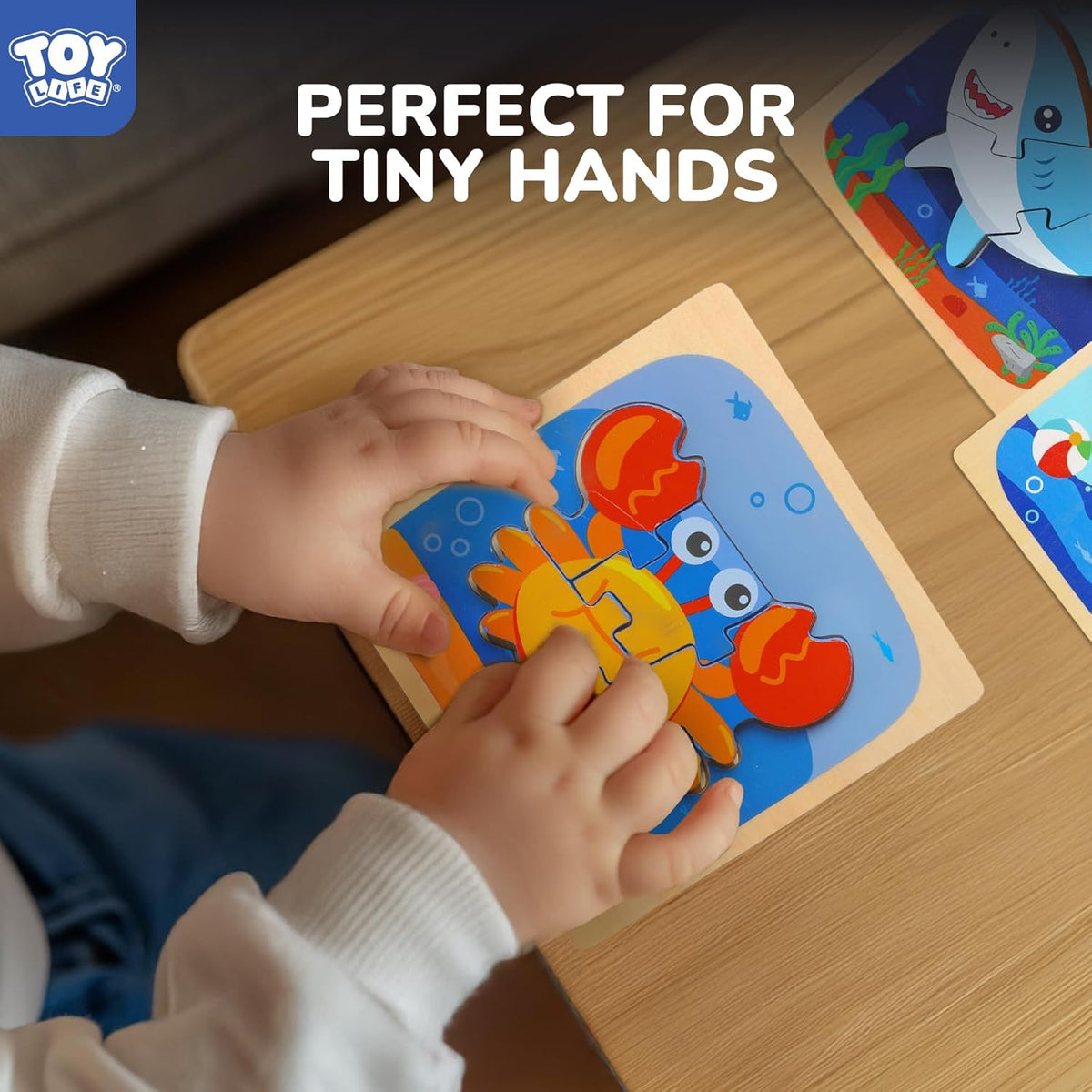 TOY Life Wooden Puzzles for Toddlers 2-4, Sea Animals Puzzles for Toddlers 1-3, Wood Puzzles