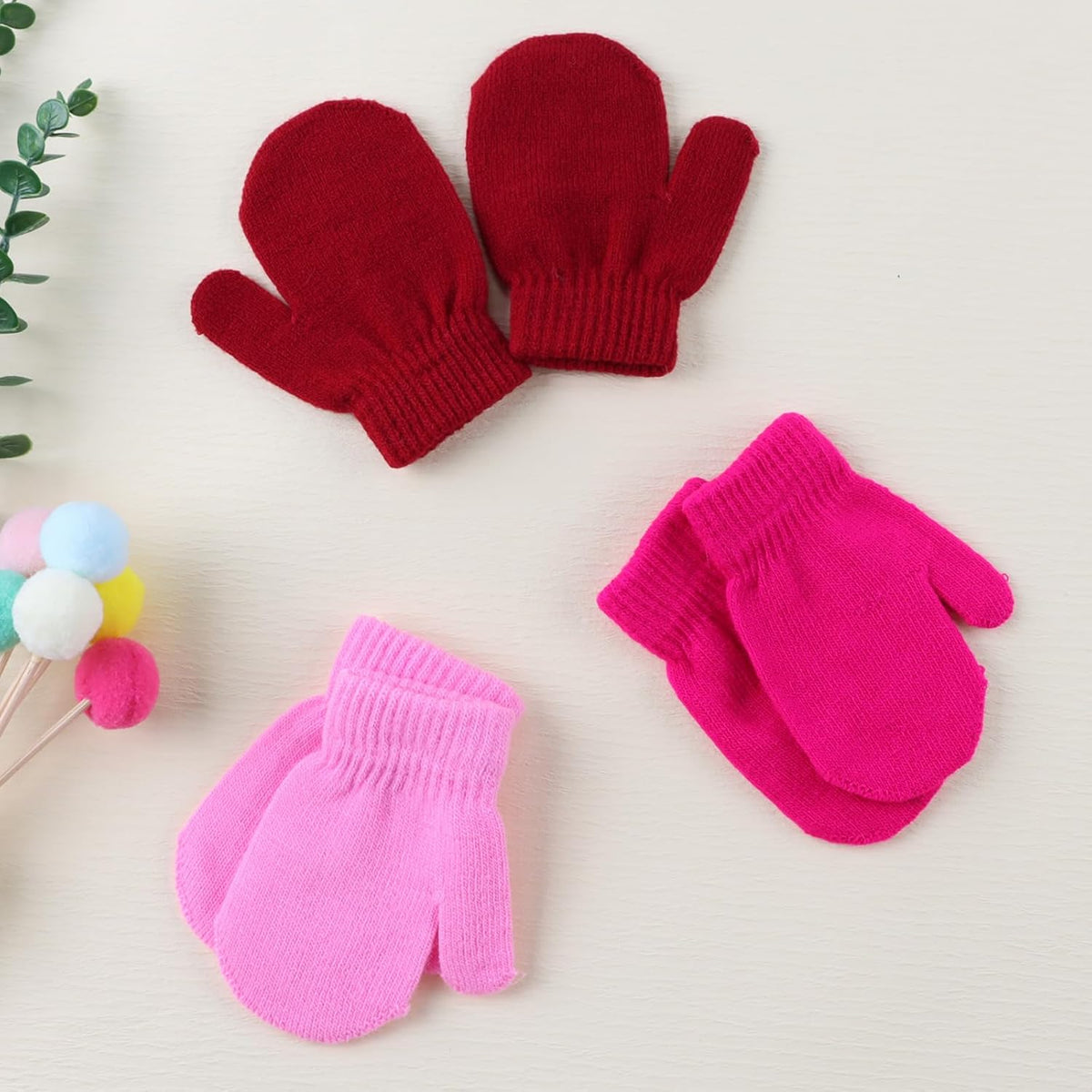 Baby Winter Mittens Toddler Stretch Knit Gloves Magic Warm Glove for Baby Boys Girls