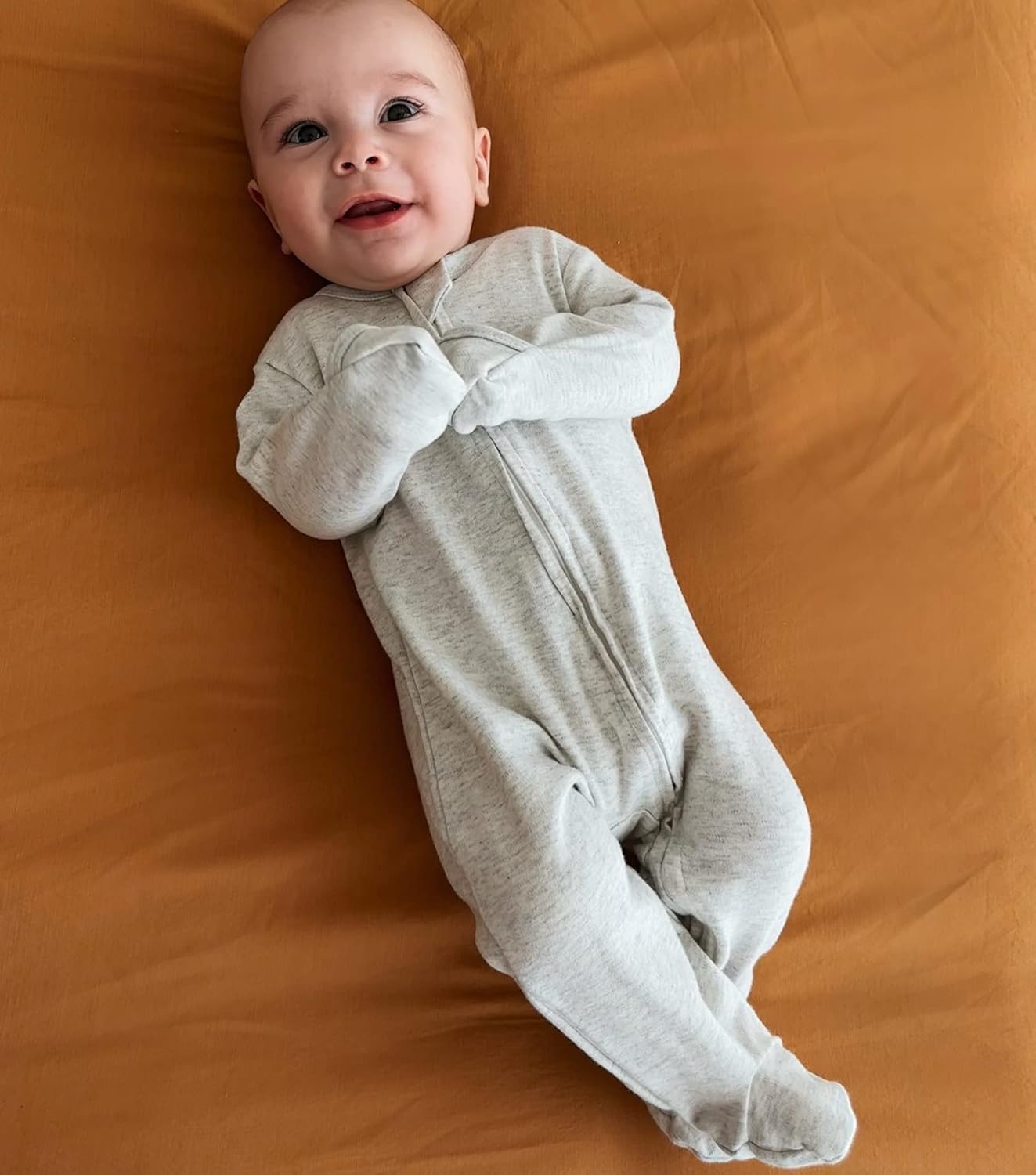Aablexema Baby Footie Pajama with Mitten Cuffs, Double Zipper Infant Cotton clothes Sleeper Pjs