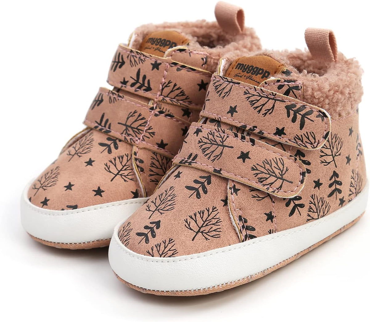 SOFMUO Baby Boys Girls High Top Ankle PU Leather Sneakers Soft Rubber Sole Infant Moccasins Newborn