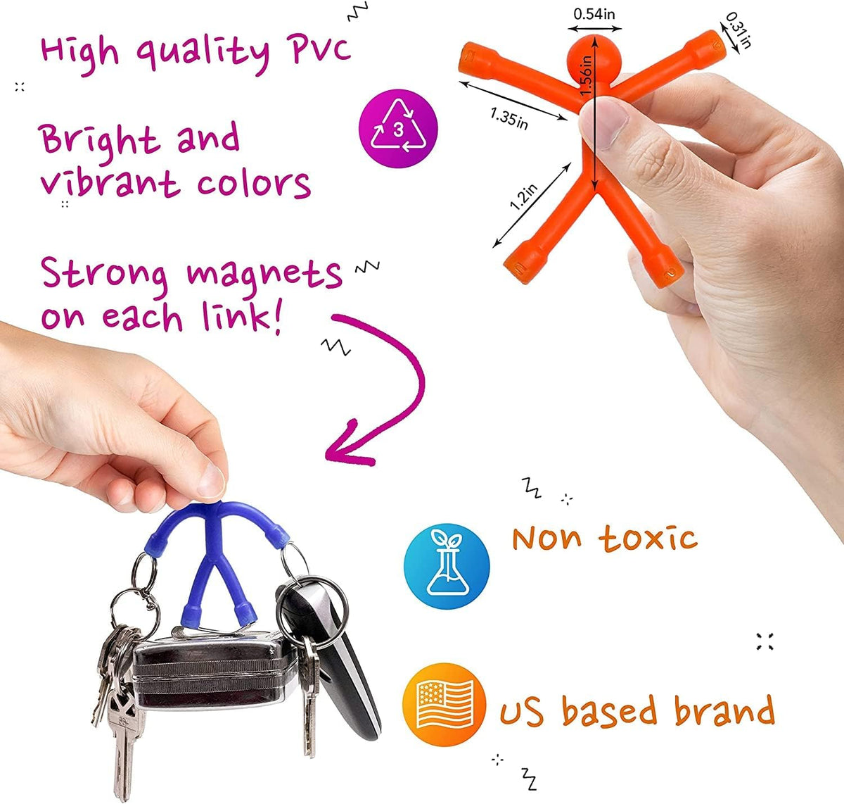 MAGMEN Classic Magnetic Fidget Toy Figures for Kids 3-8, Toddlers & Boys Girls | 10-Piece Solid Set