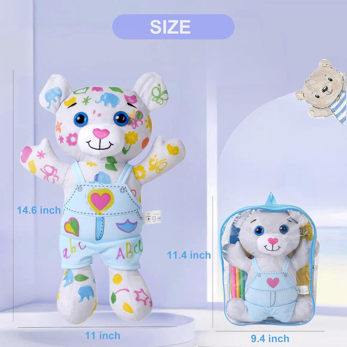 Coloring Plush Toy with 5 Washable Markers for Little Girls Doodle Dolls for Kids Ages 4-6 Birthday