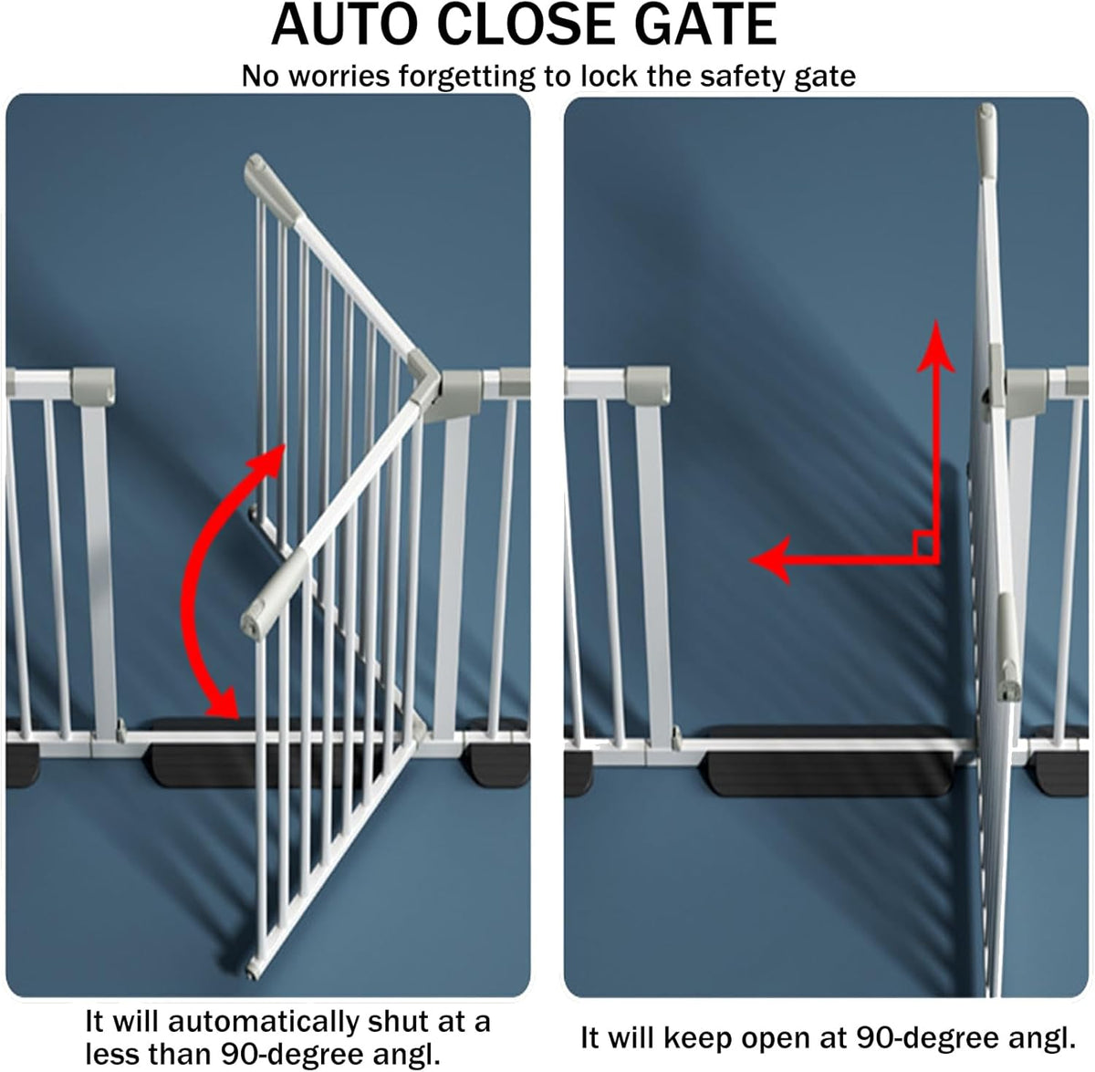 51 Inch Extra Tall Baby Gate Auto Close Cat Gate Adjustable 29.92"-43" Wide Pressure Mounted Pet