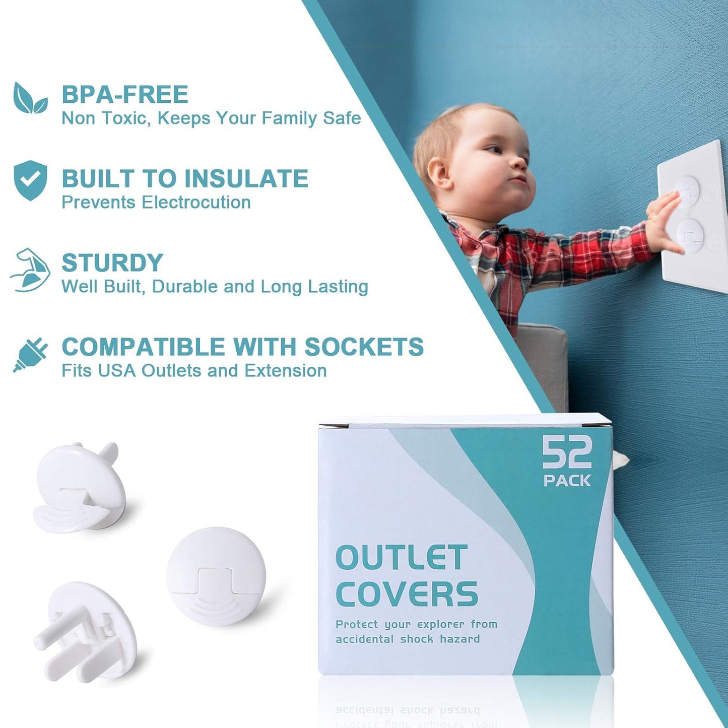 PRObebi Outlet Covers Baby Proofing 52 Pack, Plug Covers for Electrical Outlets, Outlet Plugs Baby