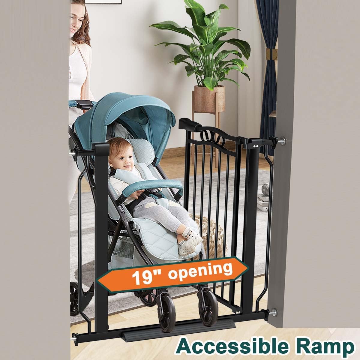 Fairy Baby 29.5"-53.1" Extra Wide Baby Gate for Doorways, Stairs Gate for Kids Toddler, Pressure