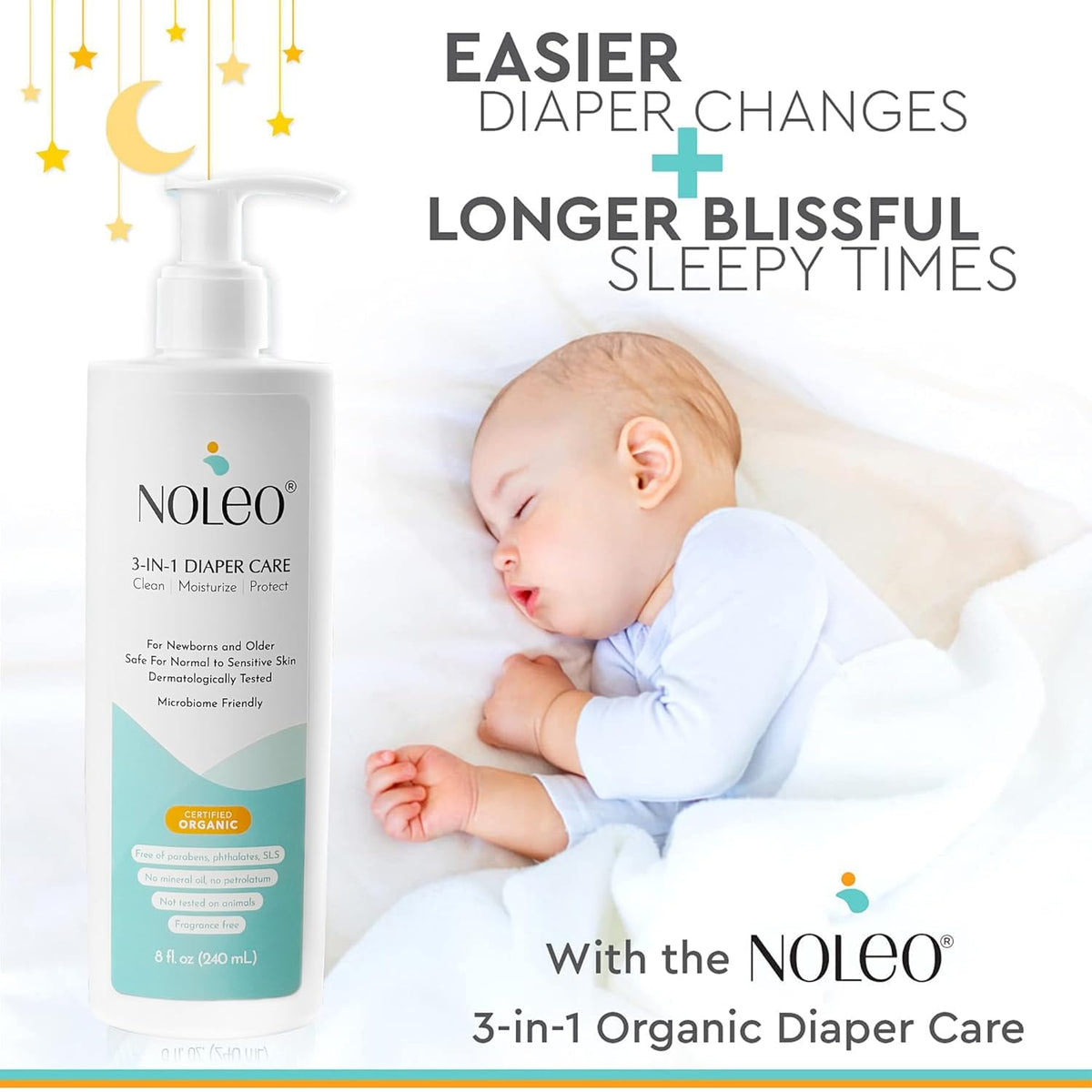 3-in-1 Diaper Care - Baby Cream, Cleanser & Baby Lotion Organic - Diaper Rash Cream - Baby Diaper