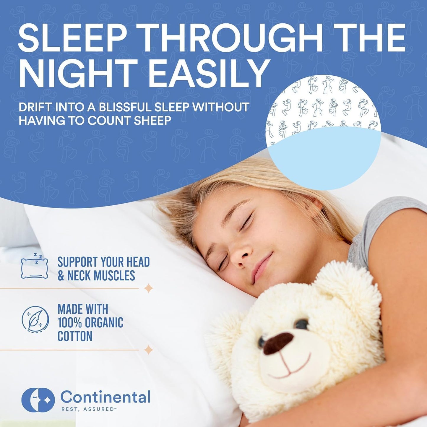 Continental Bedding Toddler-Poly, 13x18 Firm Pillow, White
