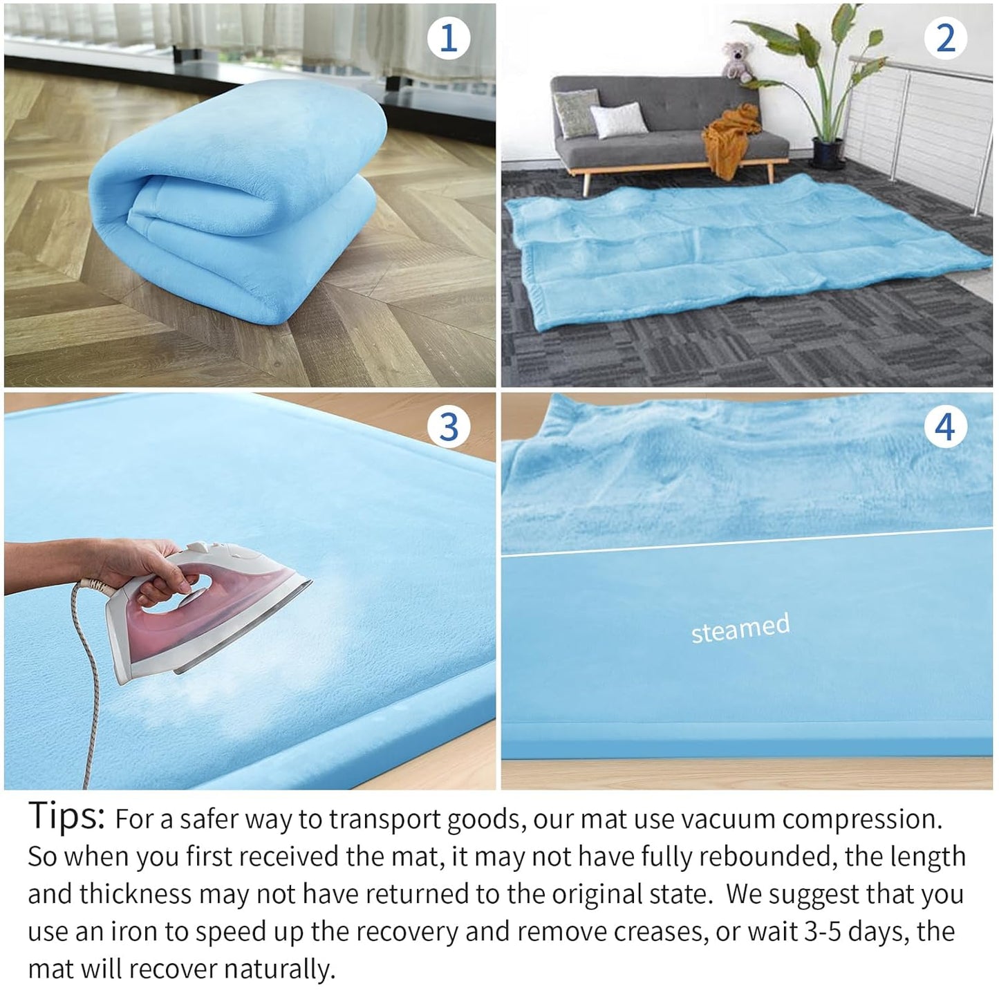 Baby Play Mat for Floor,1.3" Thick Memory foam Tummy Time Mat for