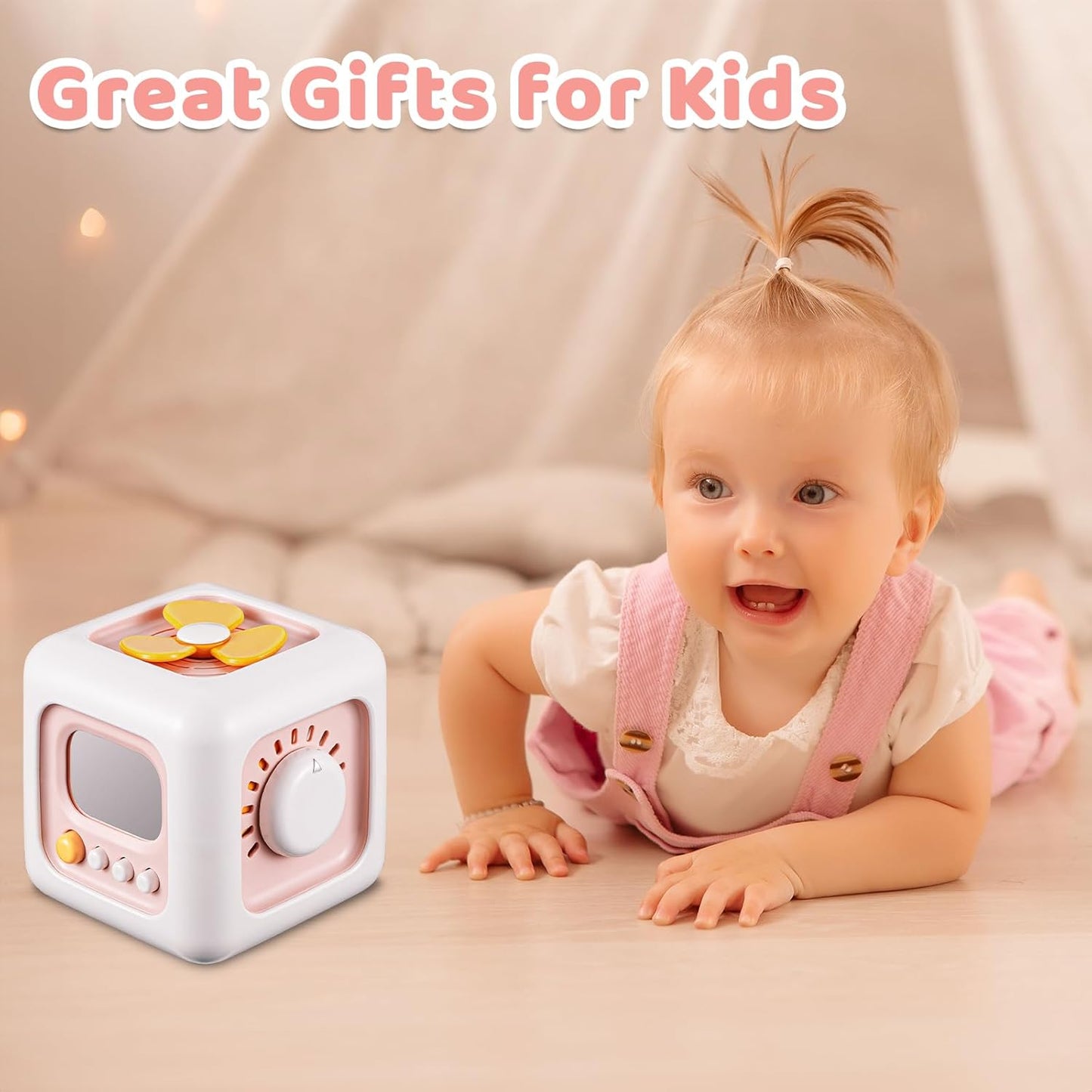 Busy Cube Toys for 1 Year Old Girl Gifts, Montessori for Baby Girl, Travel Sensory Toys for