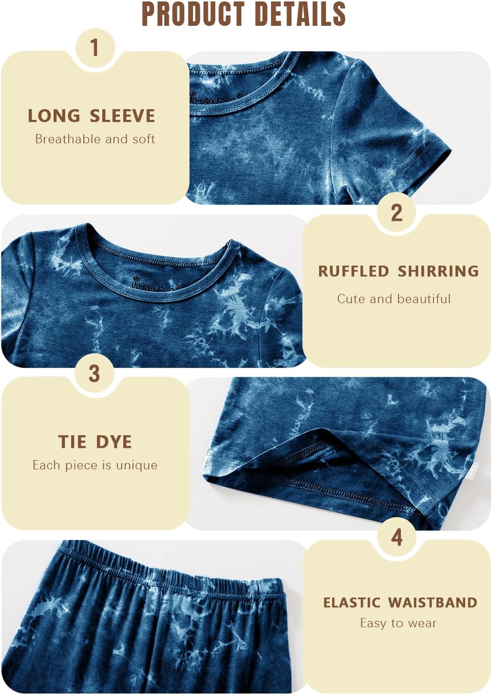 Jimonda Baby/Toddler Soft Sleepwear Short sleeve Kids Cool Pajama Outdoor 2-Piece Shirt&Shorts
