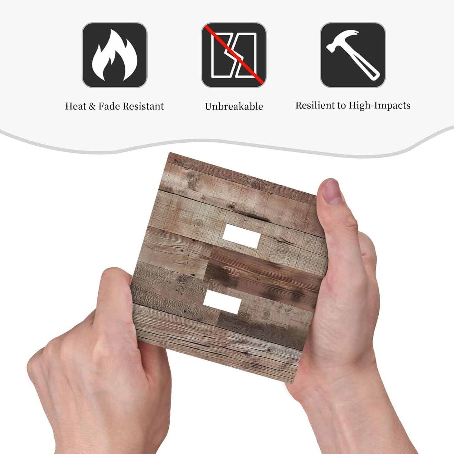 Decorative Switch Covers Plate Retro Wood Plank Vintaga Wooden Board 2 Gang Wall Plate Unique