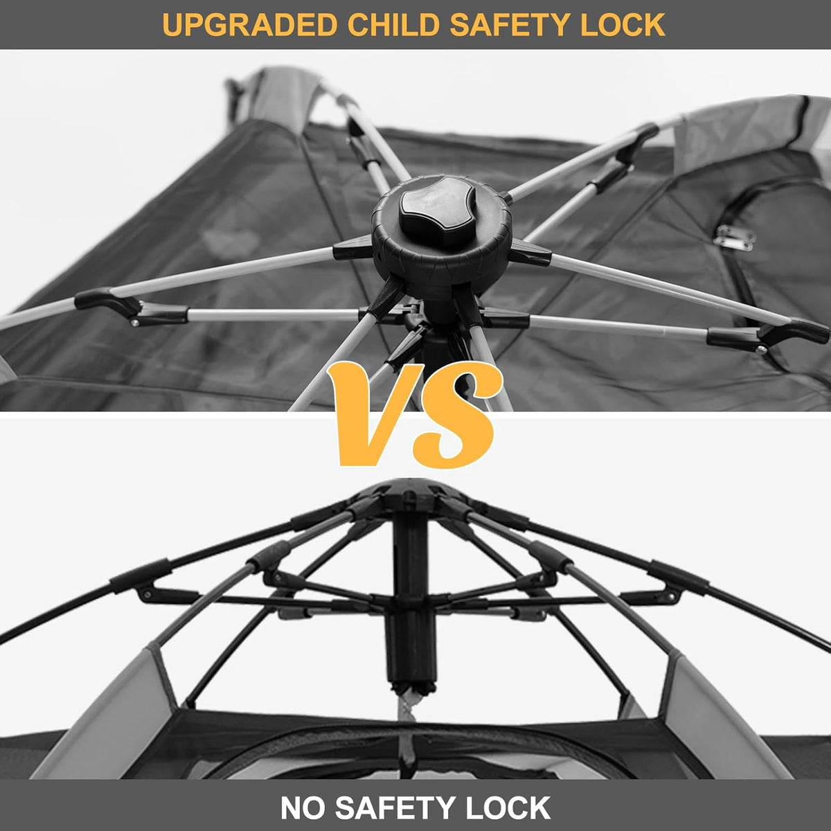 Pop Up Playpen for Babies with Canopy & Safety Lock - Outdoor Baby Playpen with 6 Ground Stakes & 6
