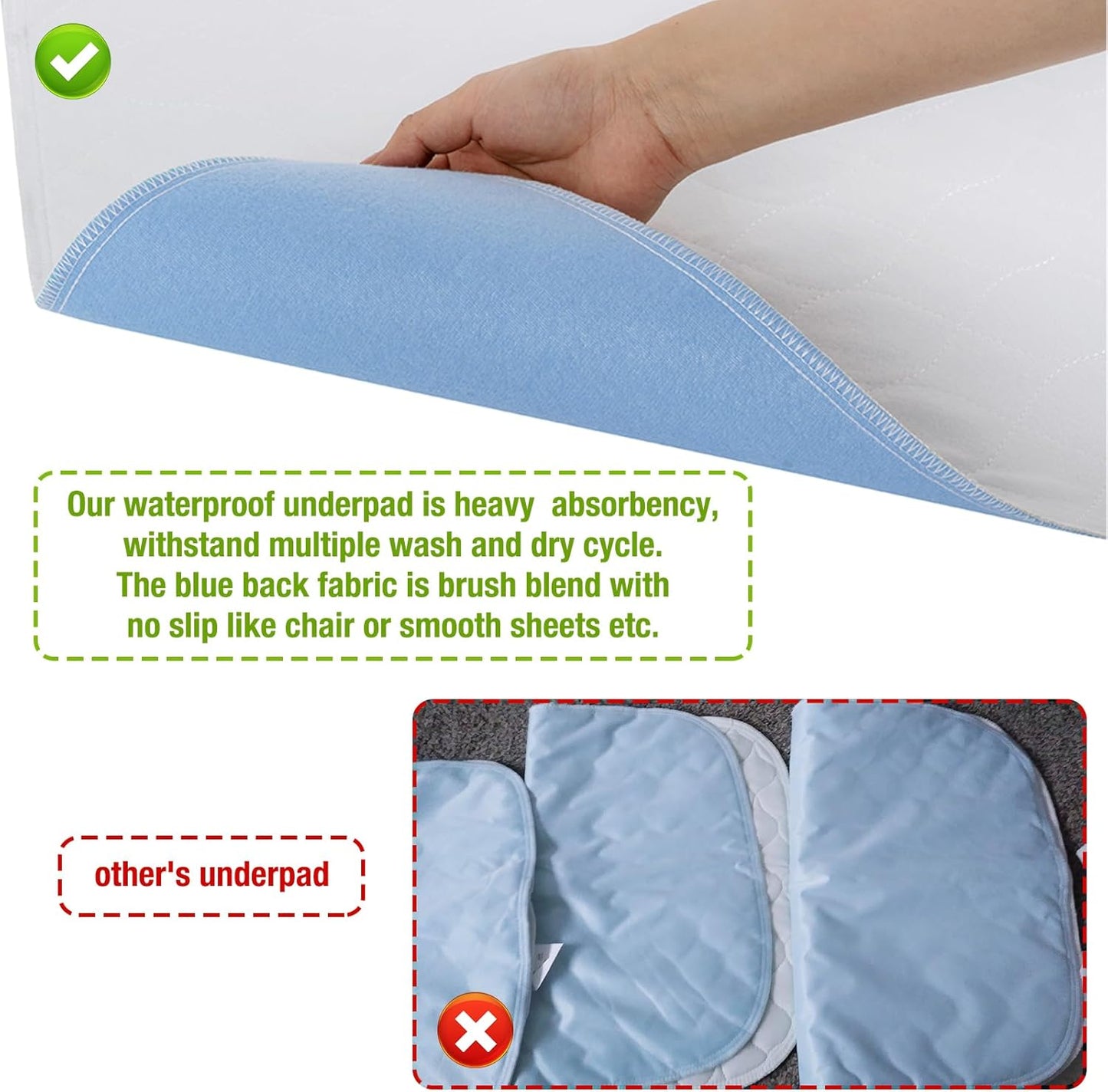 Bamuho Bed Pads for Incontinence Washable with 4 Layers of Protection, Waterproof Bed Pads Large 2
