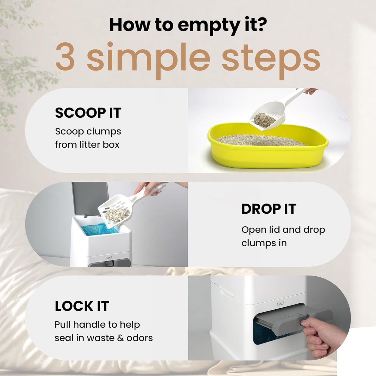 GKJ Cat Litter Trash Can, Cat Litter Disposal Bin | Garbage Disposal Diaper Pail | No Smell Cat