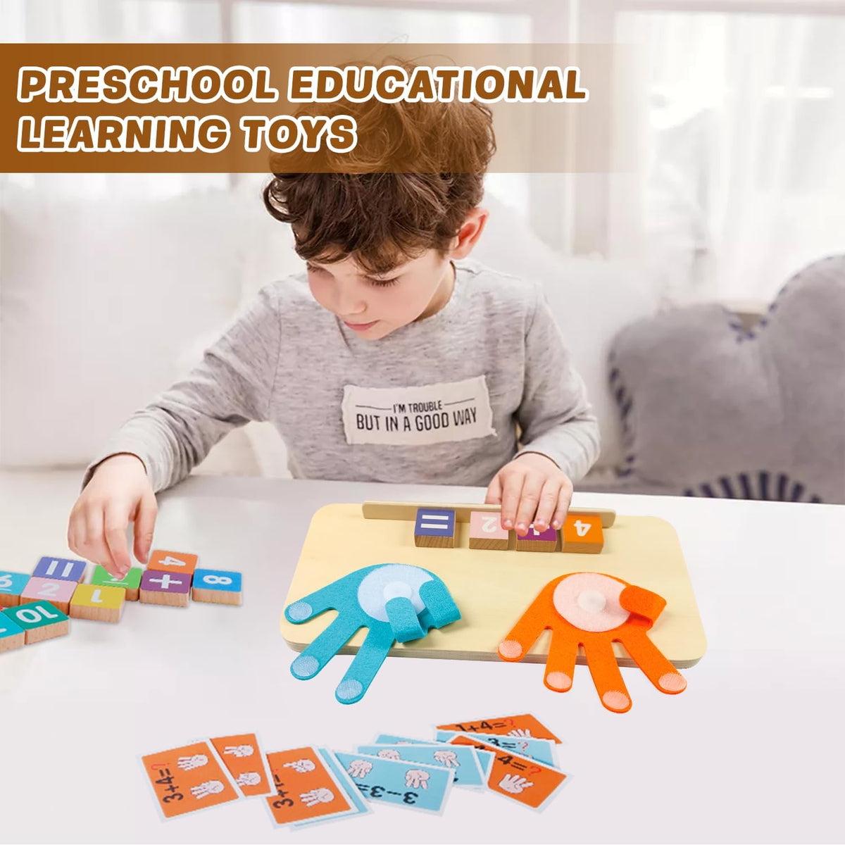 Preschool Learning Toys for Toddlers 3+ Years, Educational Number Counting Blocks for Kids
