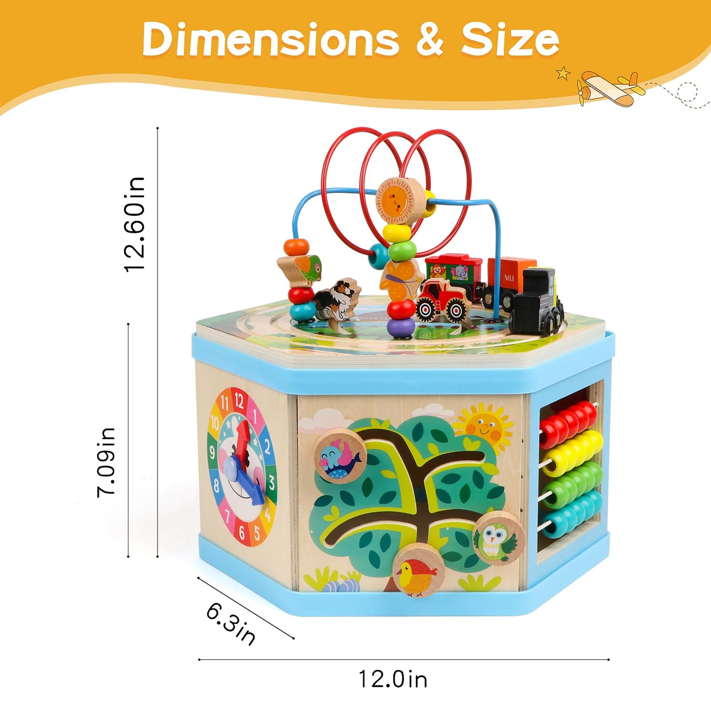 Wooden Activity Cube 9-in-1 Montessori Toys for 1+ Year Old Boys Girls Educational Learning Toys
