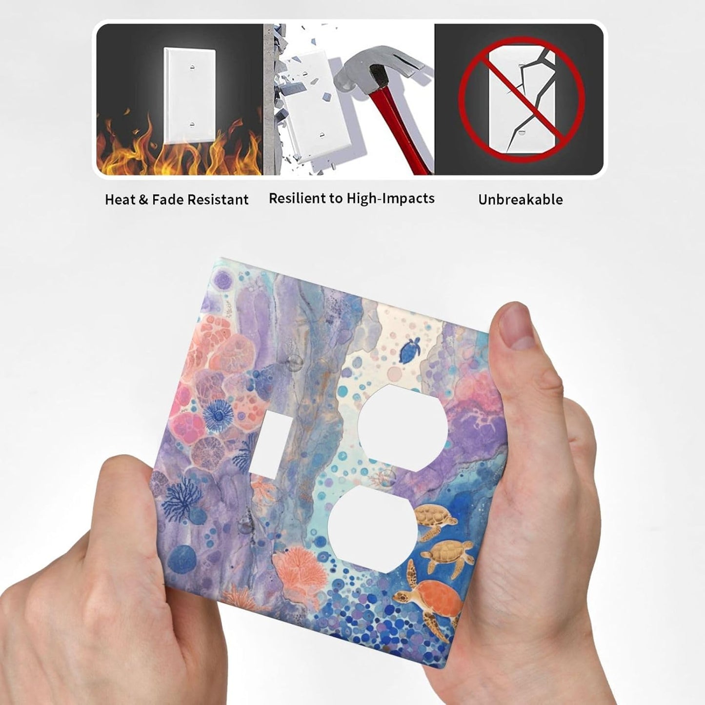 Turtle Coral Fish Watercolor Colorful Underwater World Wallplates 1 Toggle 1 Duplex Switch Plate