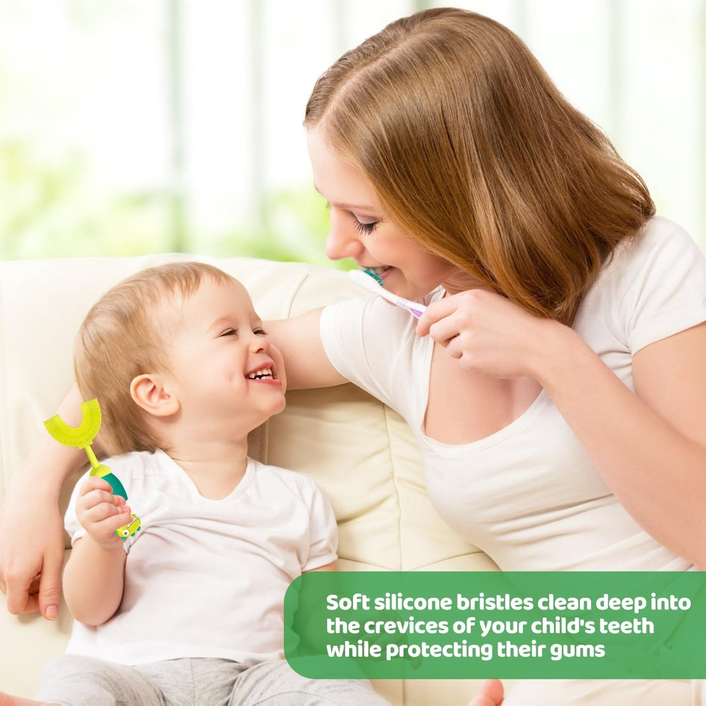U-Shaped Toothbrush for Kids Ages 2-7, Soft Food-Grade Silicone for Sensitive Gums, 360° Teeth