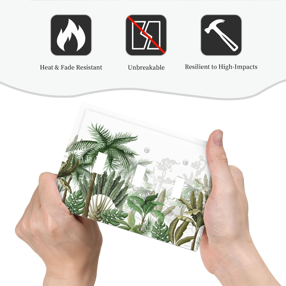 Palm Tree Banana Leaf Green Rainforest Natural Landscape Decorative Switch Plates 3 Gang Wall Plate