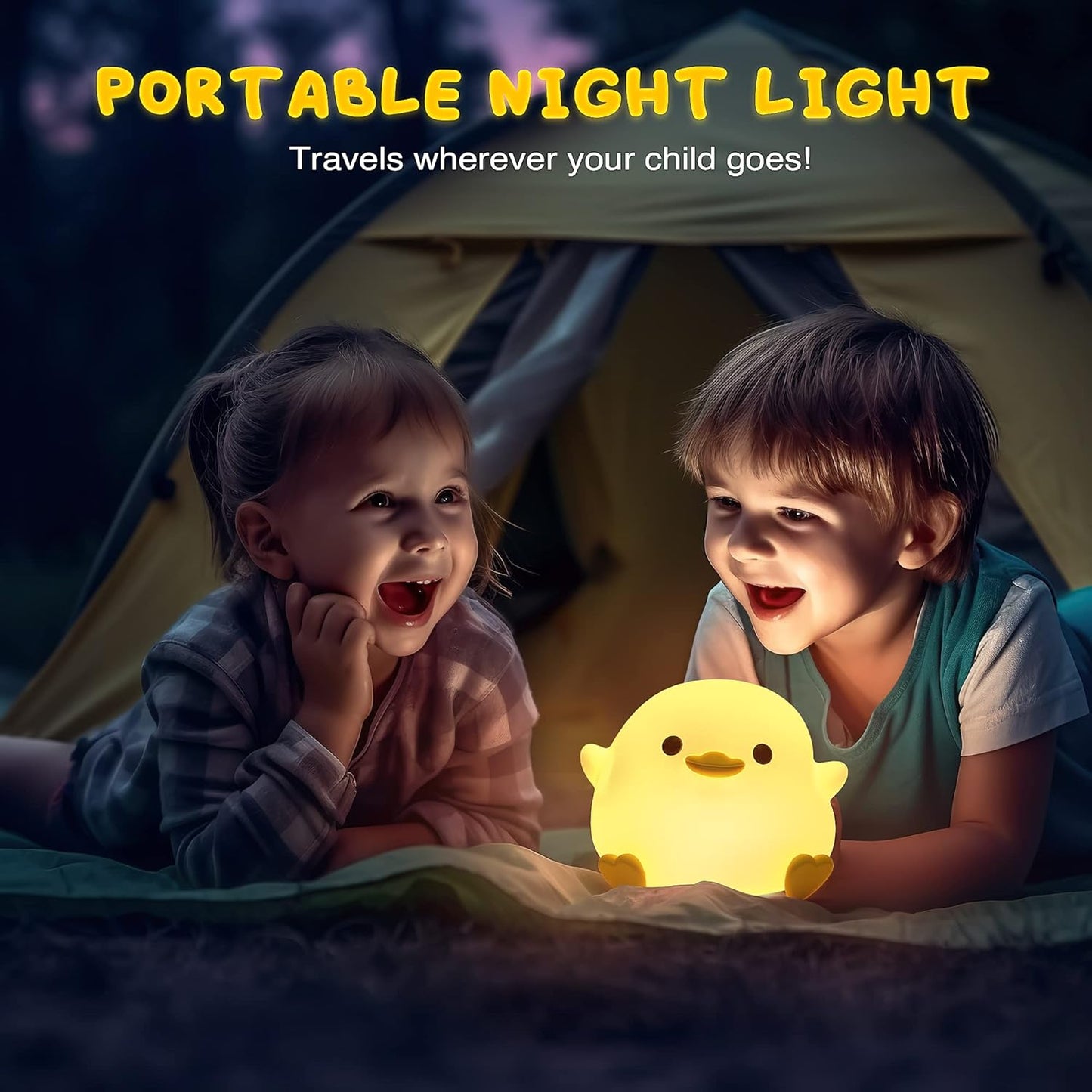 UNEEDE LED Cute Bean Duck Night Light, DoDo Duck Silicone Nursery Night Light Rechargeable Table