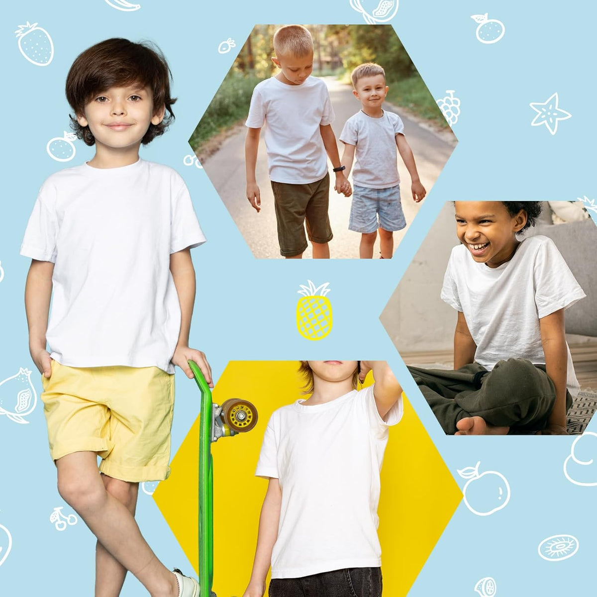 4 Pack Toddler Blank Sublimation T-Shirt,Modal Crew Neck Short Sleeve, T-Shirt for Kids Baby