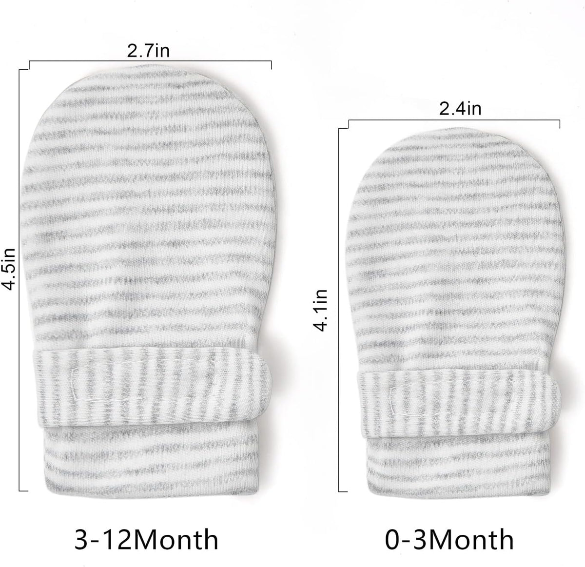 Newborn Baby No Scratch Mittens Stay On, 100% Cotton Breathable, Adjustable Infant Gloves for Baby