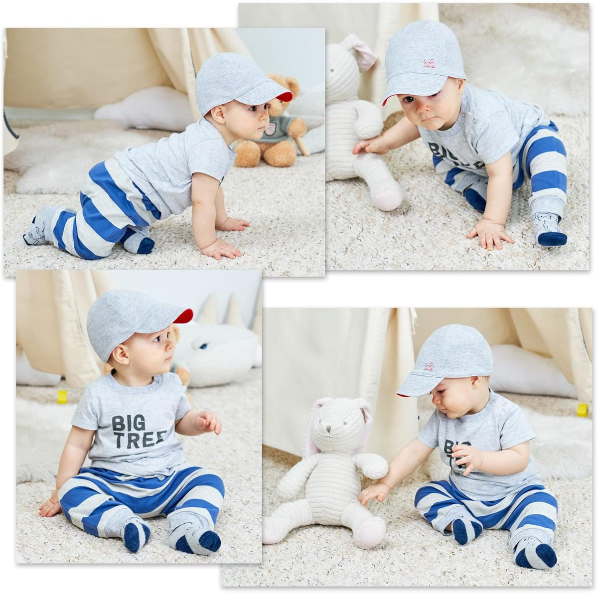 Keepersheep Baby Reversible Baseball Cap Infant Sun Hat, Cotton Knit Soft Brim for Infant Toddler