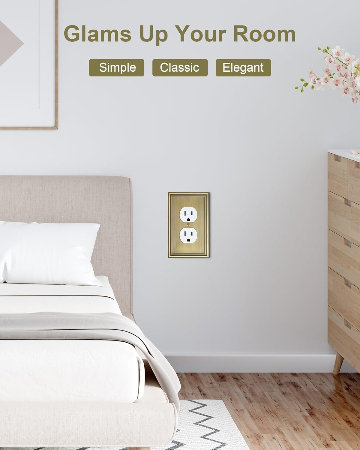 4-Pack Duplex Outlet Covers, Decorative Wall Plates for Electrical Outlets, Antique Brass Switch