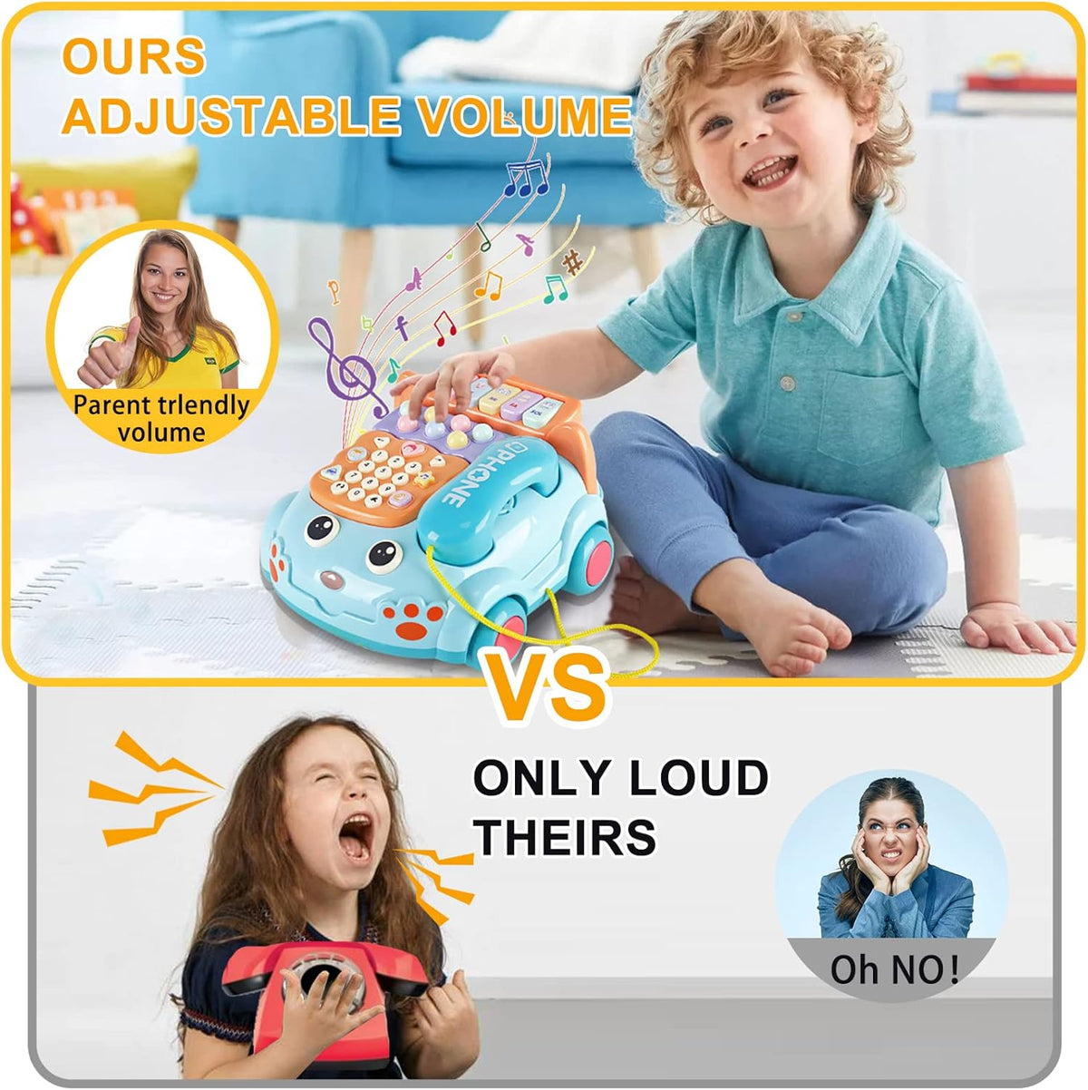 Baby Phone Toy,Baby Toy Phone Cartoon Baby Piano Music Light Toy Children Pretend PhoneToy Gift