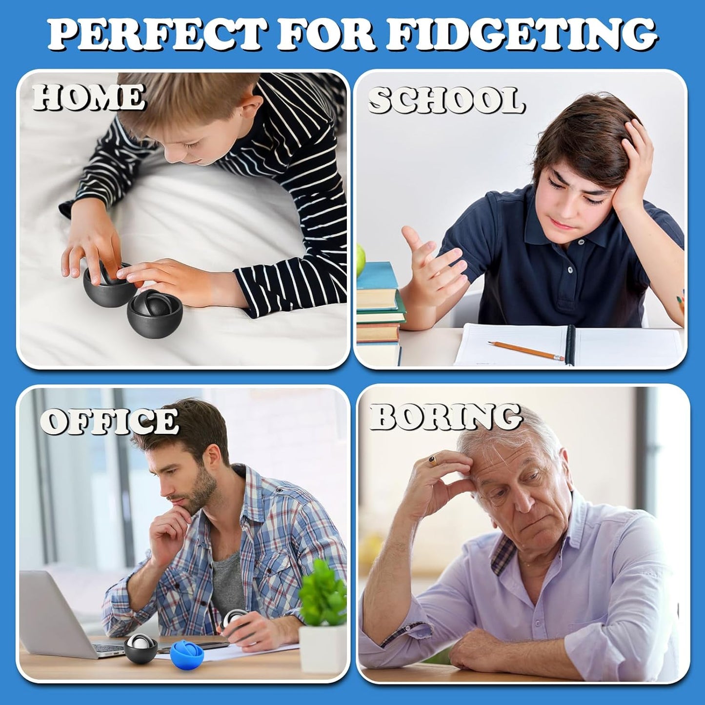 Fidget Toys Adults 2 PCs, Sensory Figette Spinner Anxiety Stress Relief Toys Quiet Fidgets Gyro for
