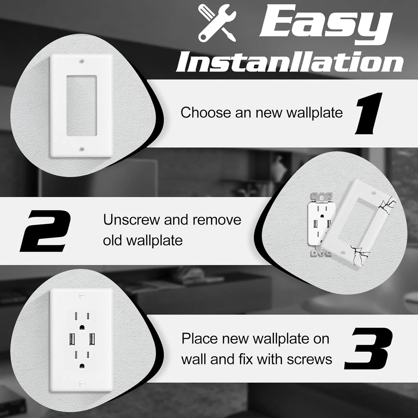 Decorator Wall Plate 1-Gang Light Switch Plate Outlet Cover,Unbreakable Polycarbonate