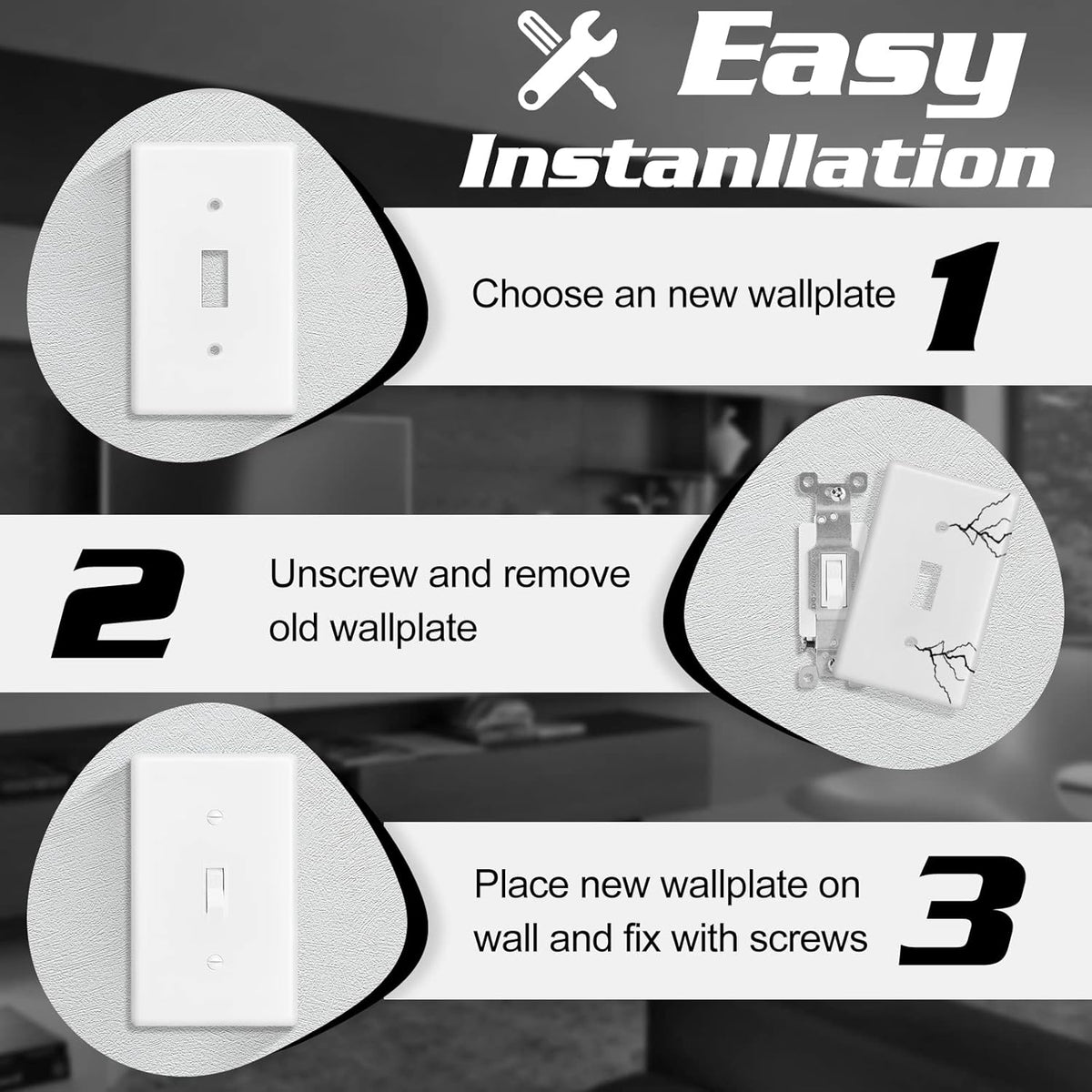 Decorator Wall Plate Toggle Light Switch Plate Outlet Cover,Unbreakable Polycarbonate