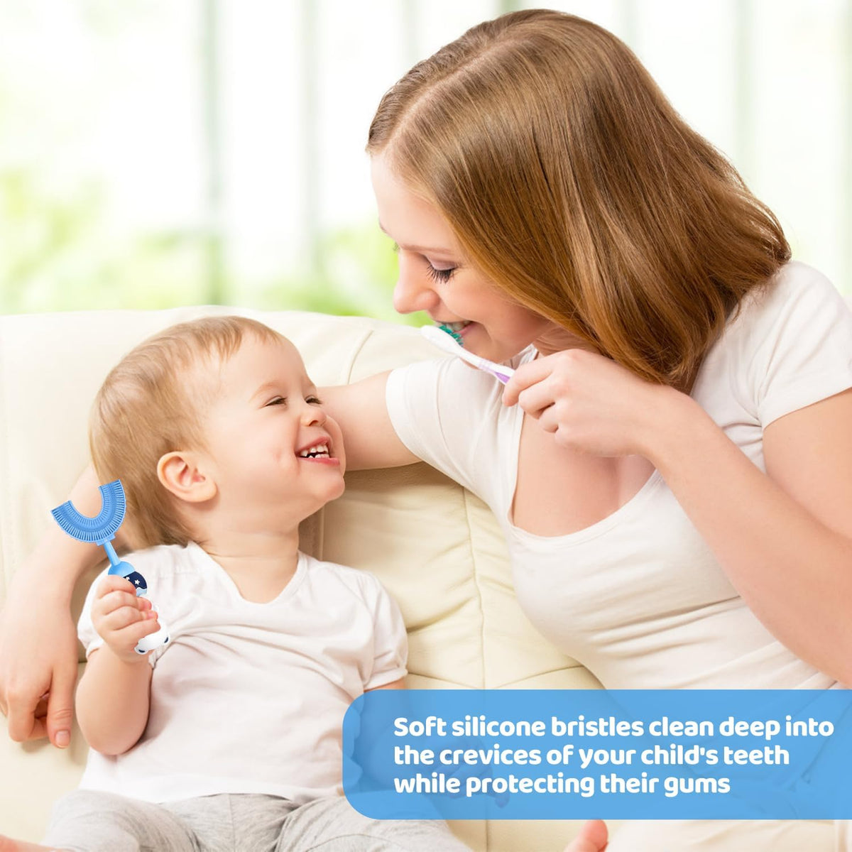 U-Shaped Toothbrush for Kids Ages 2-7, Soft Food-Grade Silicone for Sensitive Gums, 360° Teeth