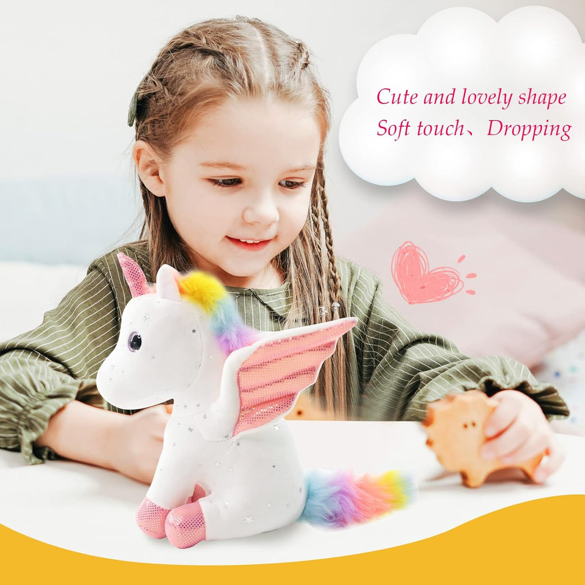 Sew Butiful 8" Unicorn Stuffed Animal - Cute Plush Toy Gift for 3-8 Years Old Girls, Soft Birthday