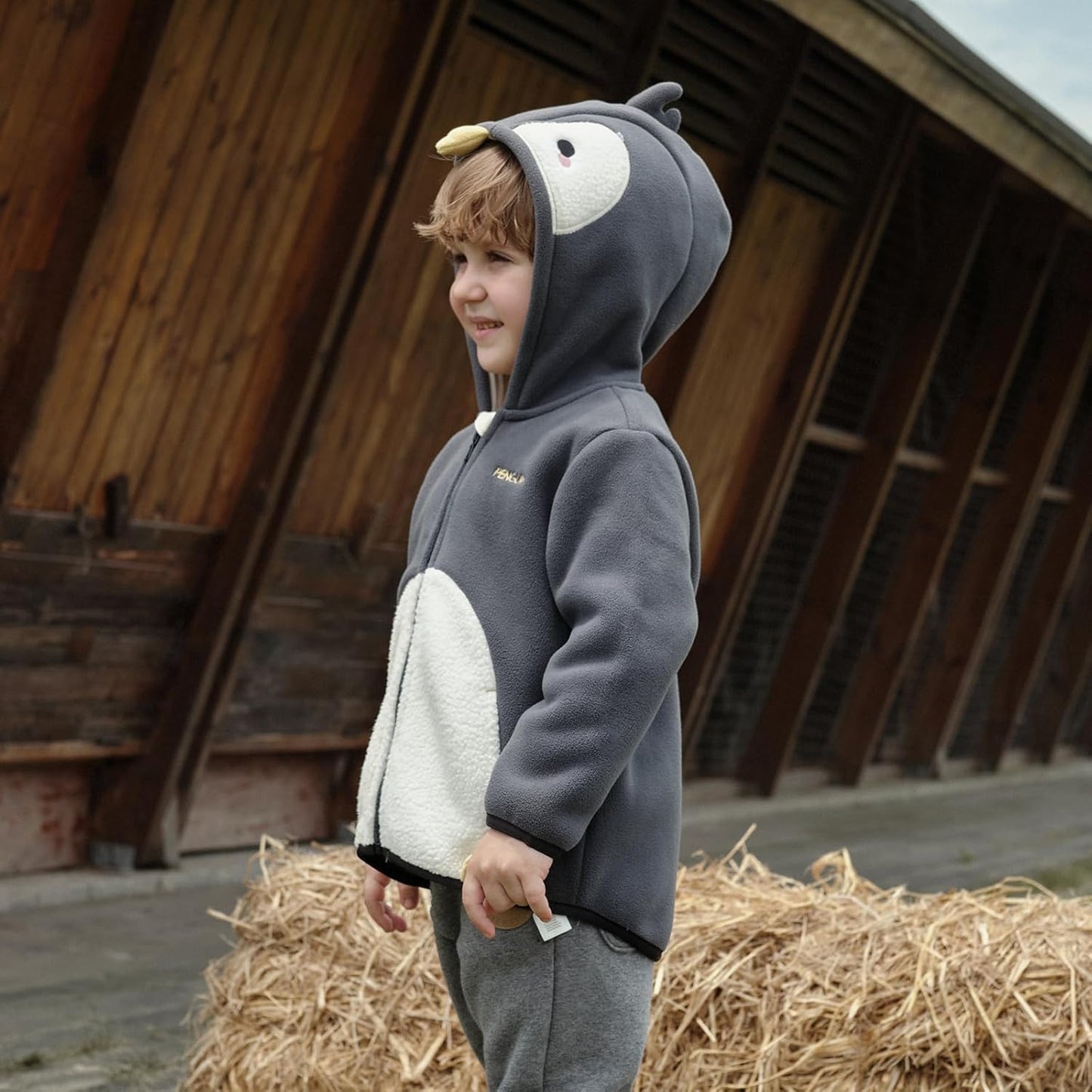DAVE&BELLA Toddler Fleece Jacket, Baby Boys Girls Animal-shaped Hooded Zipper Long Sleeve Warm